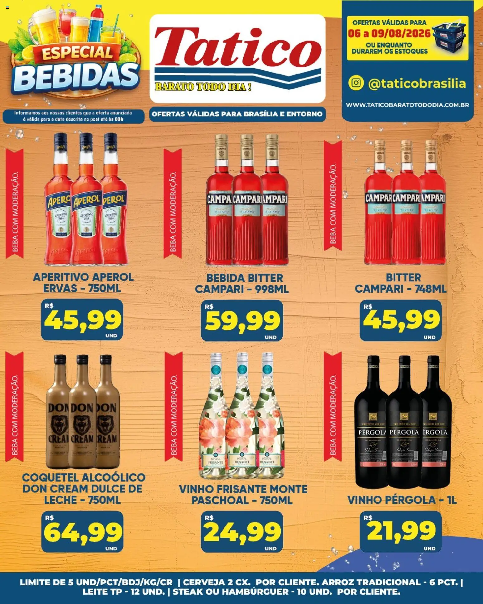 Tatico Folheto - válido de 07/08/2026 | Página: 50 | Produtos: Steak, Leite, Bebida, Campari