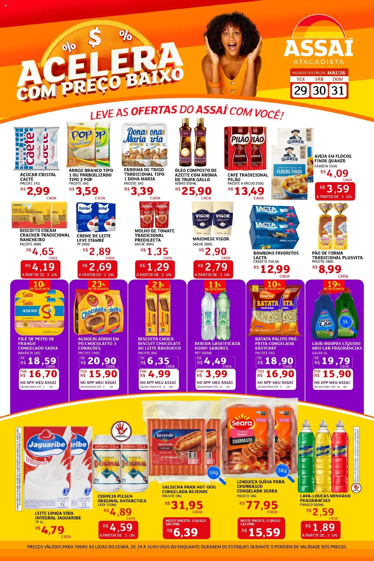 Assaí Atacadista Folheto - válido de 29.05.2026 | Página: 1 | Produtos: Pão de forma, Creme, Açúcar, Azeite