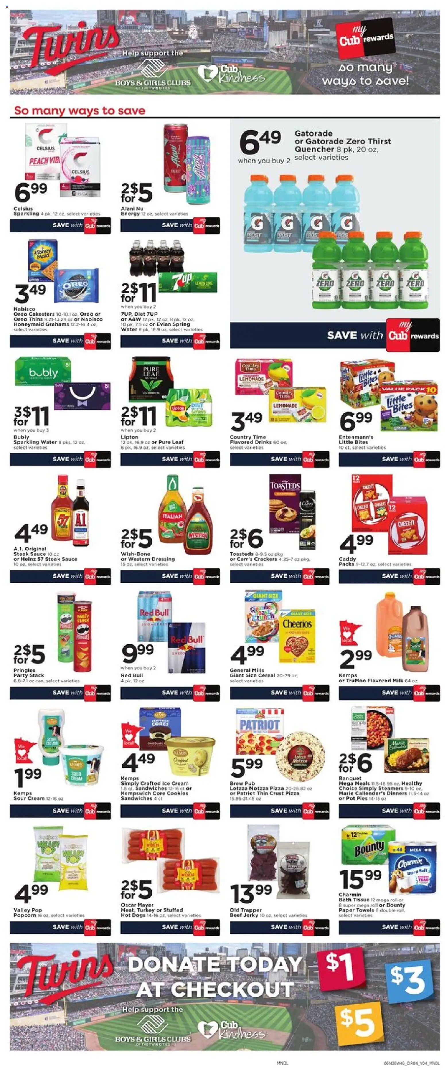 Cub Foods Weekly Ad - valid from 14.06.2026 | Page: 6 | Products: Milk, Pizza, Sour cream, Hot Dogs
