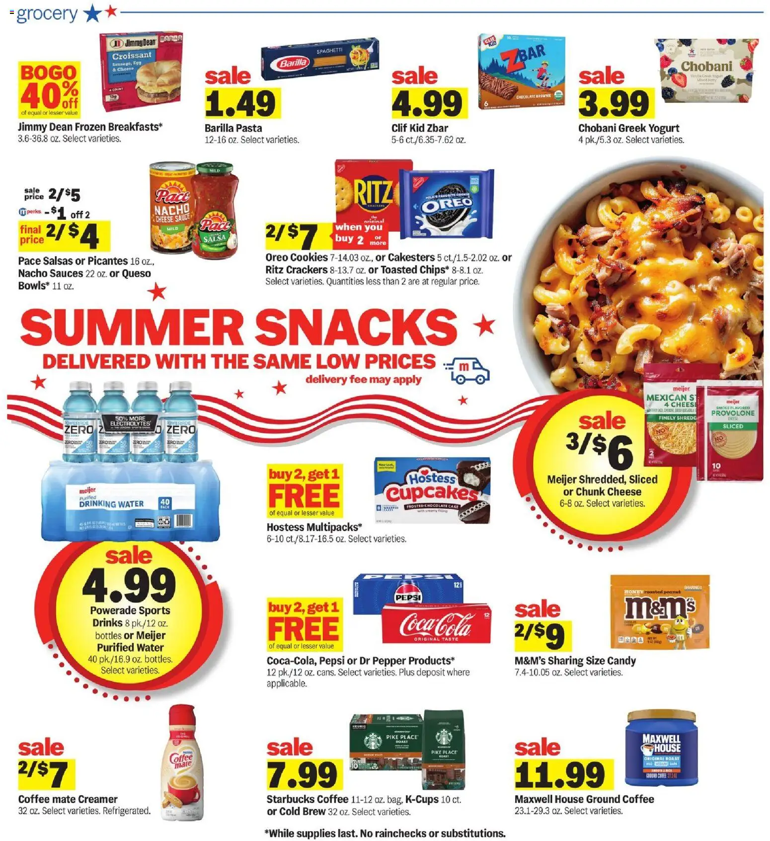 Meijer Weekly Ad - MI - valid from 08/12/2026 | Page: 3 | Products: Chocolate, Pasta, Water, Spaghetti