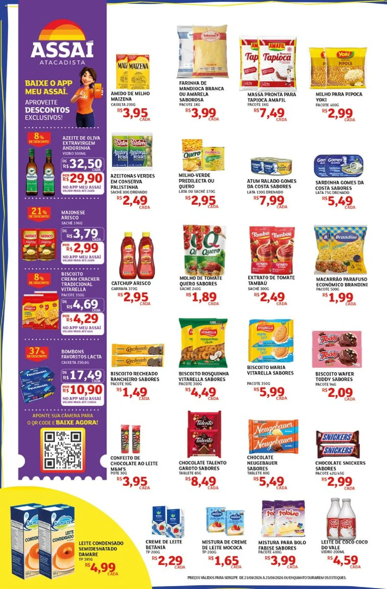Assaí Atacadista Folheto - válido de 21/08/2026 | Página: 2 | Produtos: Chocolate Snickers, Azeitonas, Azeite, Leite condensado
