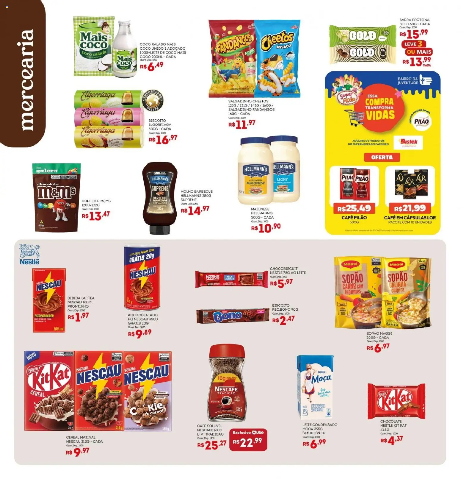 Bistek Supermercados Folheto - válido de 03.06.2026 | Página: 6 | Produtos: Leite, Kit Kat, Bebida, Café pilão