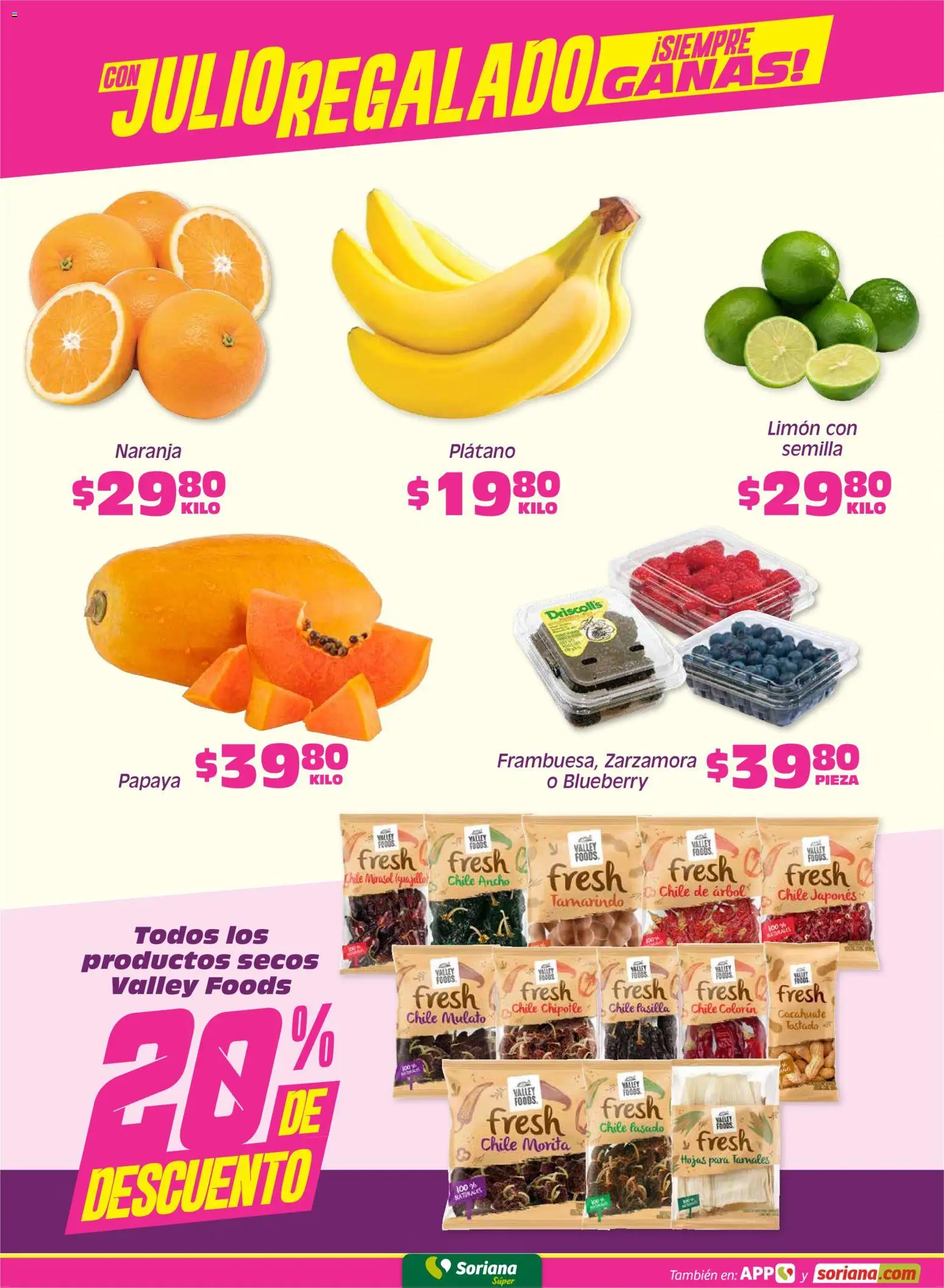 Nuevas ofertas de Soriana válidas en toda la República Mexicana desde el 12.06.2026. ¡Encuentra las mejores ofertas en Soriana Fin de Semana Súper: Saltillo y Torreón! | Página: 2 | Productos: Plátano, Cacahuate, Limón