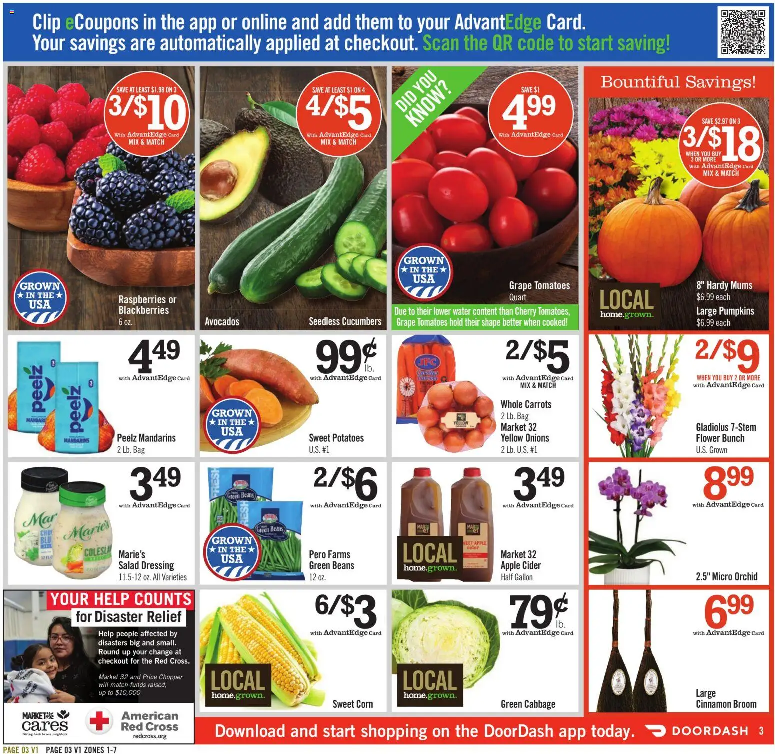 Price Chopper Weekly Ad - valid from 09/06/2026 | Page: 3 | Products: Corn, Raspberries, Dressing, Cabbage