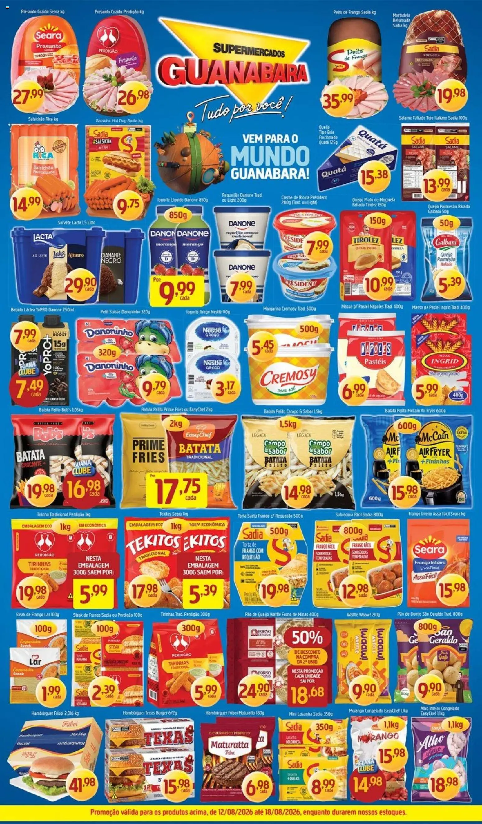Supermercados Guanabara Folheto - válido de 12/08/2026 | Página: 7 | Produtos: Leite, Parmesão, Brie, Requeijão