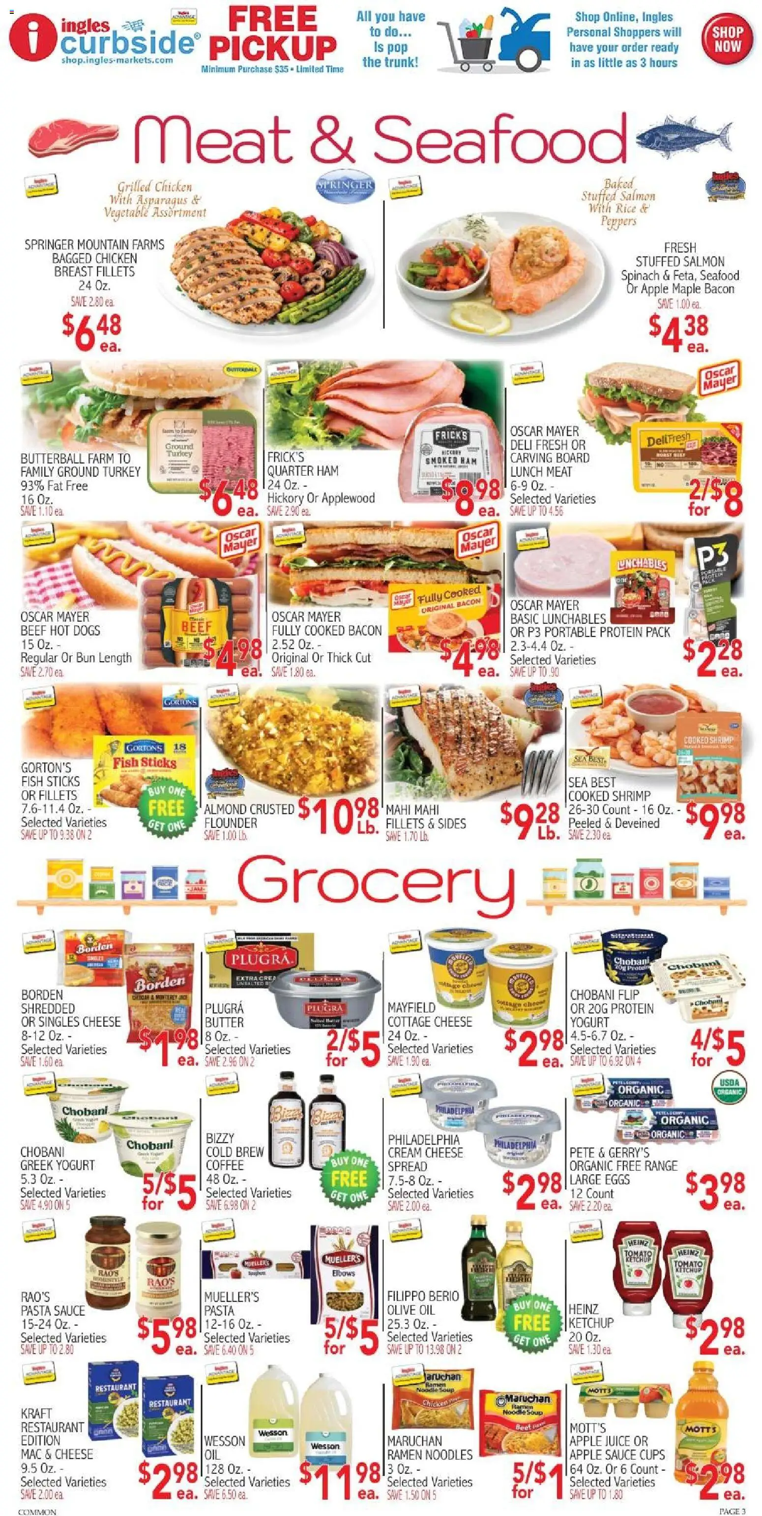 Ingles Weekly Ad - valid from 09/09/2026 | Page: 3 | Products: Spinach, Olive oil, Beef, Pasta