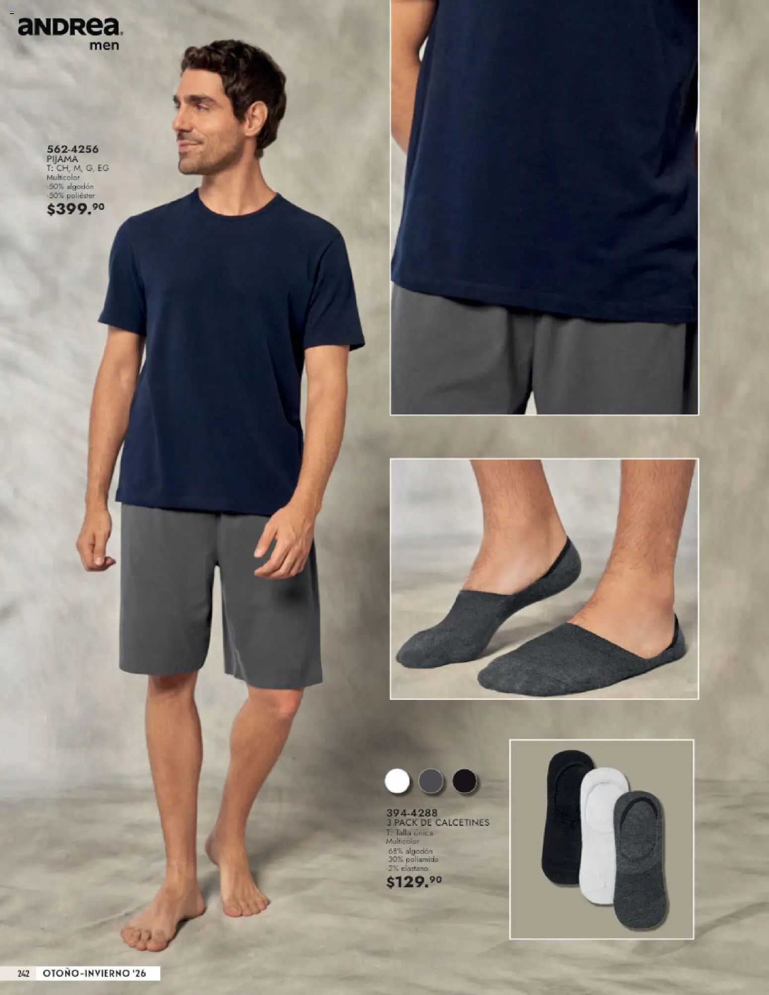 Nuevas ofertas de Andrea válidas en toda la República Mexicana desde el 23/08/2026. ¡Encuentra las mejores ofertas en Andrea catálogo Vestir Caballero! | Página: 84 | Productos: Pijama, Calcetines, Algodón