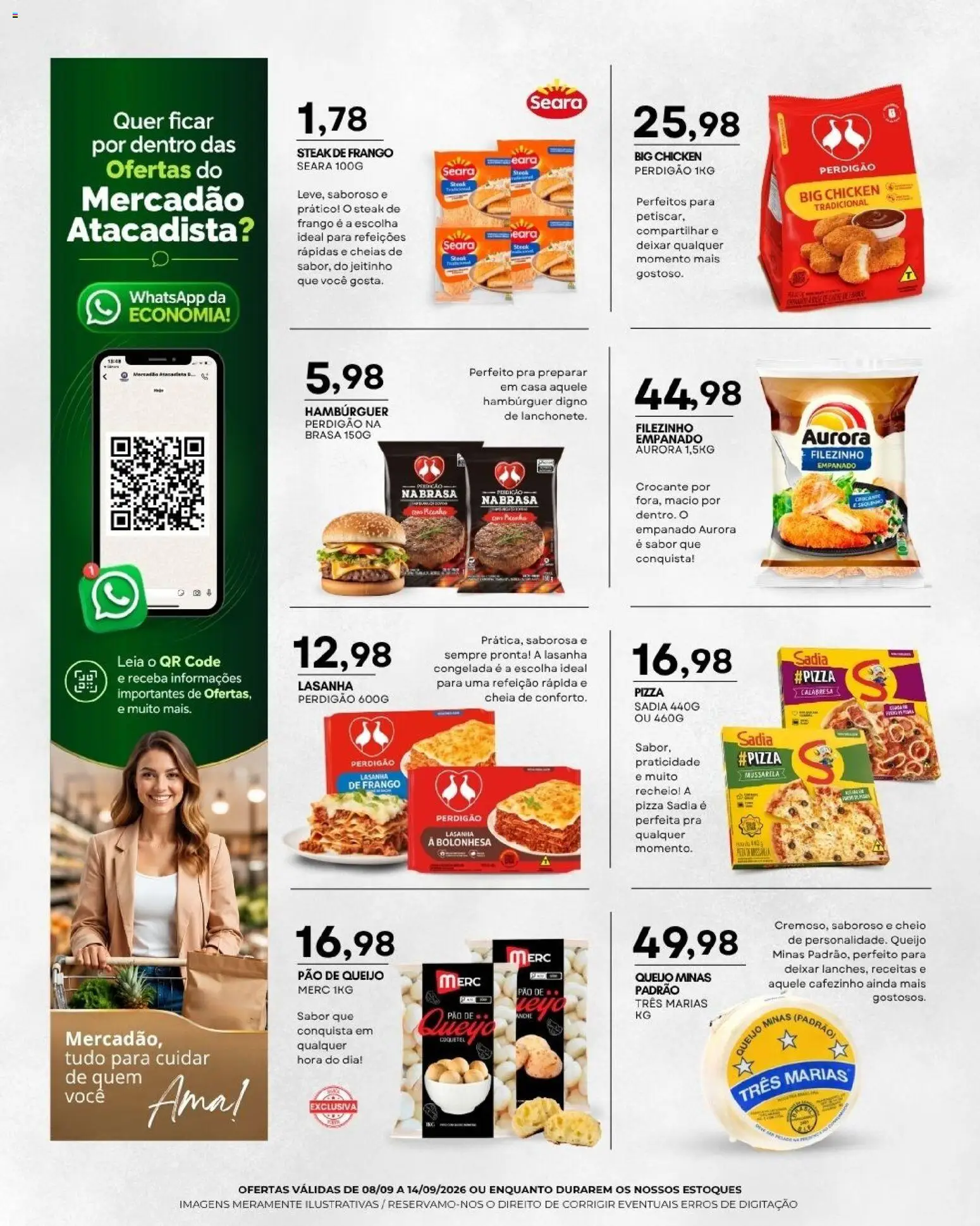 Mercadão Atacadista Folheto - válido de 08/09/2026 | Página: 3 | Produtos: Queijo, Pão, Pizza, Pão de queijo
