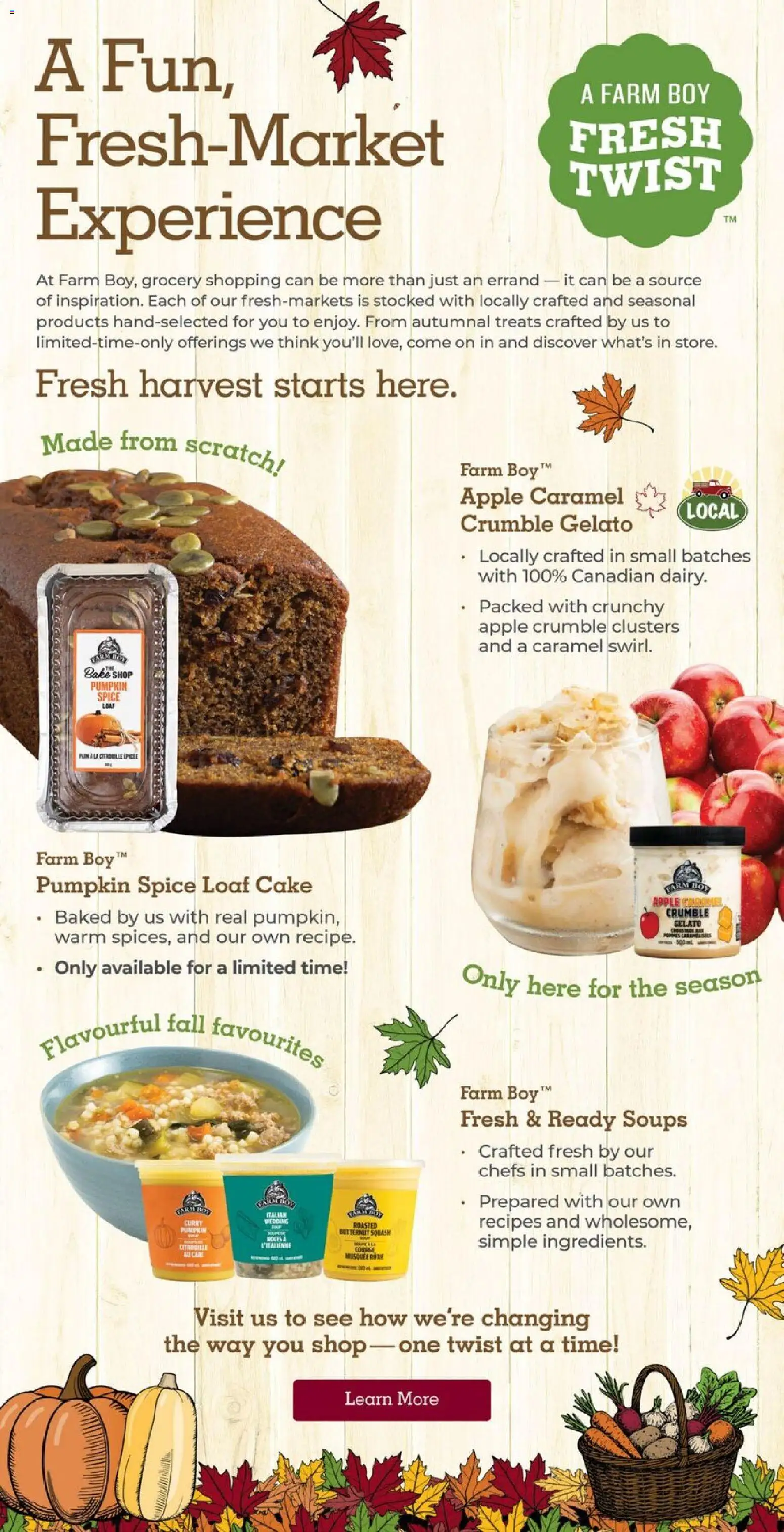 Farm Boy flyer valid from Oct 1, 2026 | Page: 13 | Products: Cake, Soups, Pumpkin