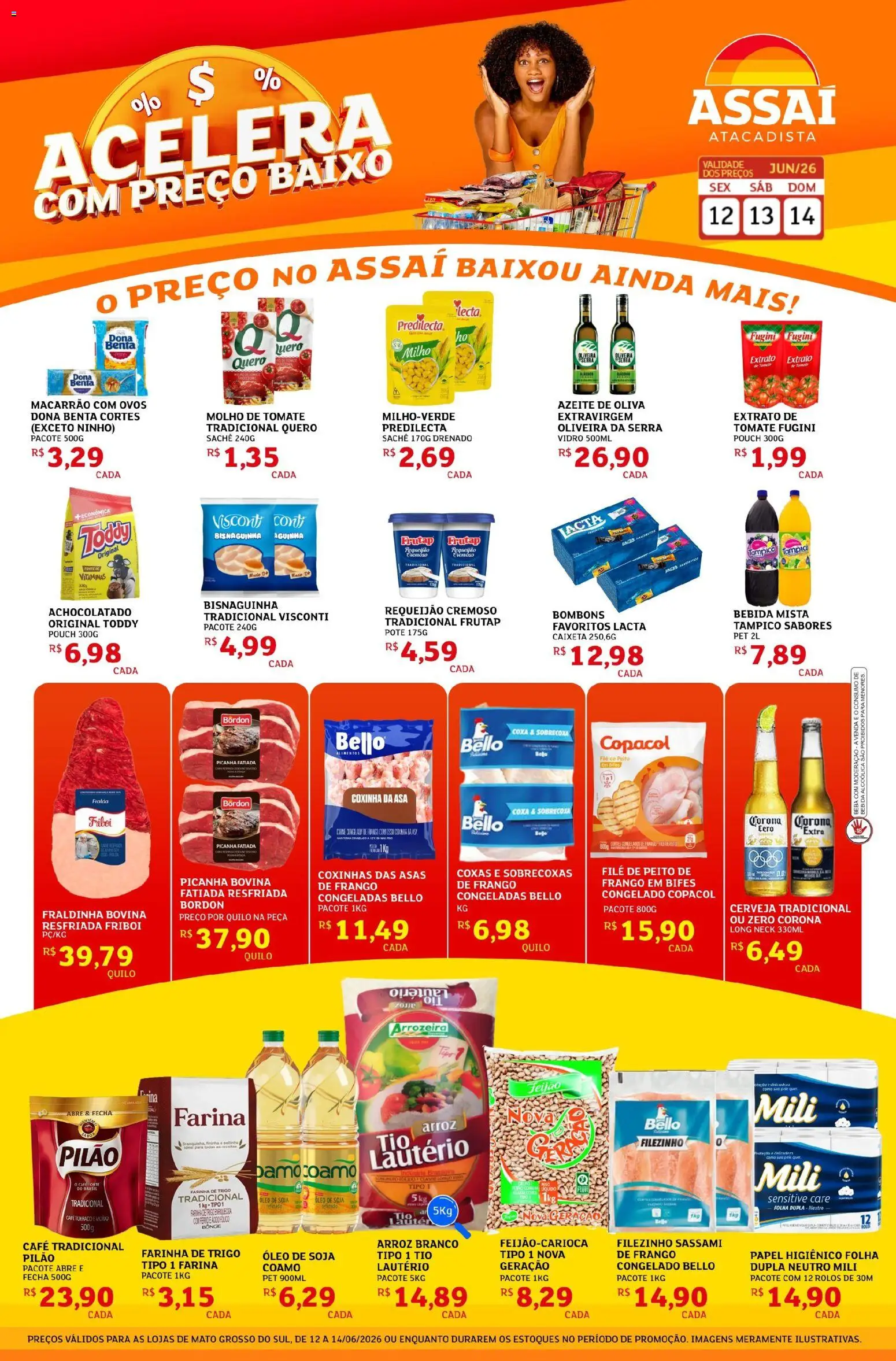 Assaí Atacadista Folheto - válido de 12.06.2026 | Página: 1 | Produtos: Farinha de trigo, Fraldinha, Óleo, Papel higiênico