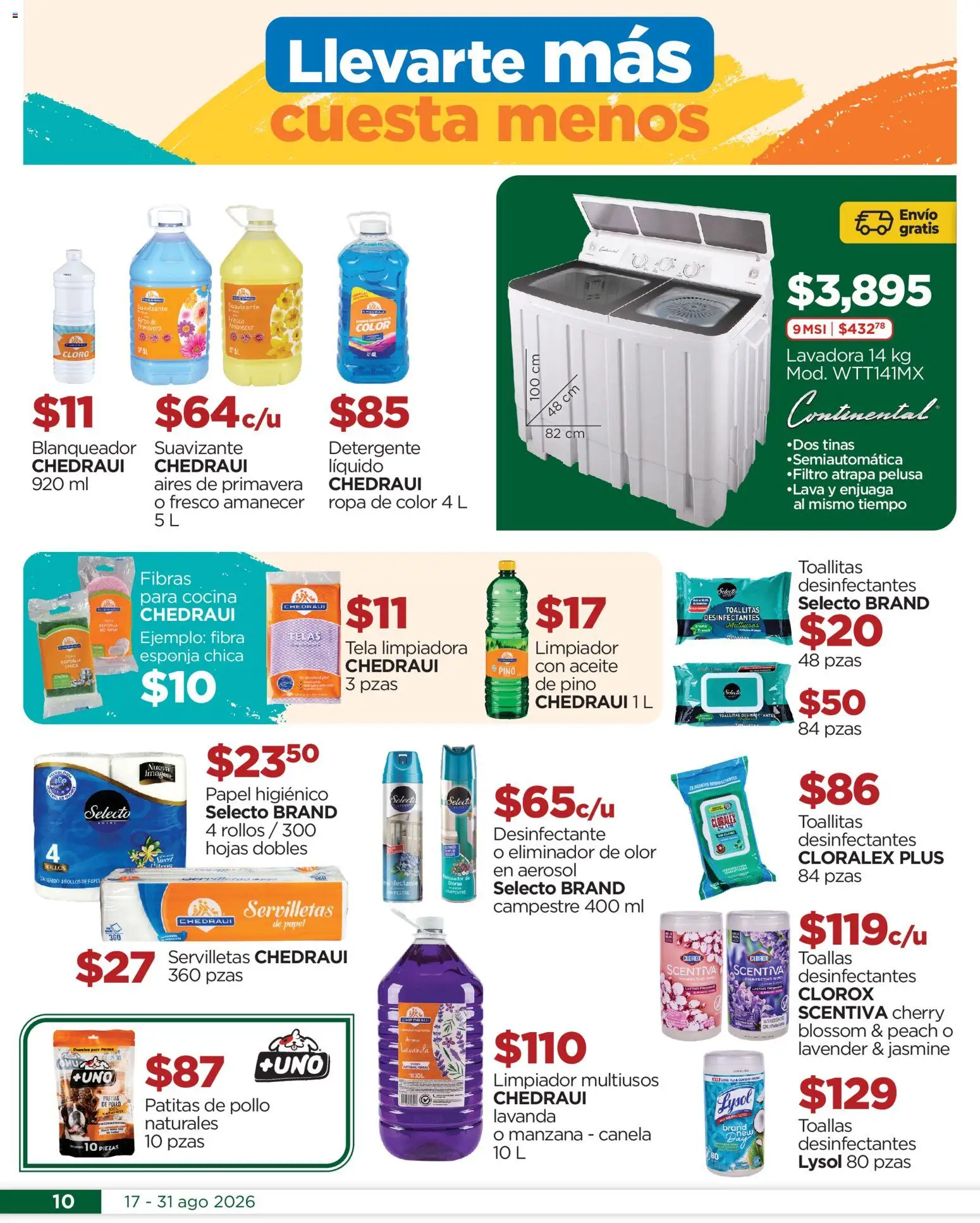 Nuevas ofertas de Chedraui válidas en toda la República Mexicana desde el 17/08/2026. ¡Encuentra las mejores ofertas en Chedraui folleto Estrena este regreso a clases! | Página: 10 | Productos: Aceite, Detergente líquido, Lavadora, Cocina