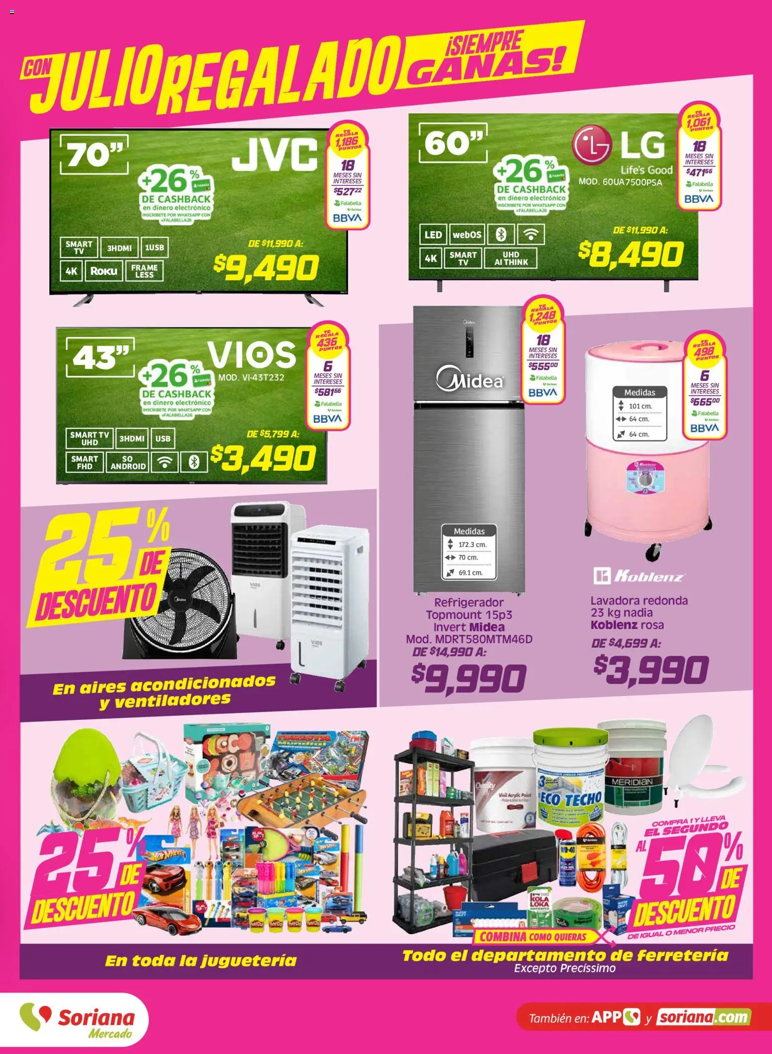 Nuevas ofertas de Soriana válidas en toda la República Mexicana desde el 12.06.2026. ¡Encuentra las mejores ofertas en Soriana Julio Regalado Mercado Nacional! | Página: 5 | Productos: Refrigerador, Lavadora