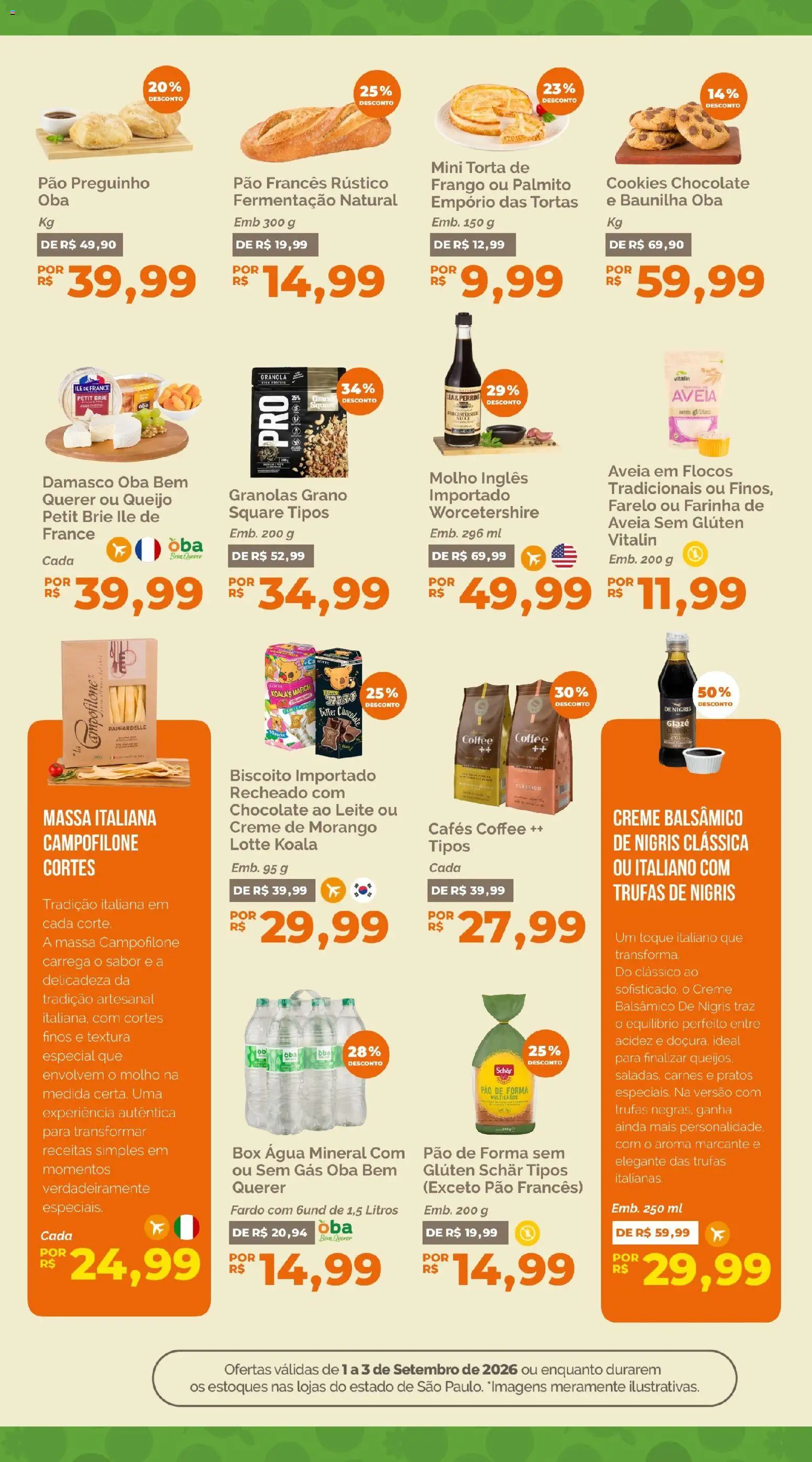 Oba Hortifruti Folheto - válido de 01/09/2026 | Página: 8 | Produtos: Molho inglês, Queijo, Aveia, Cookies
