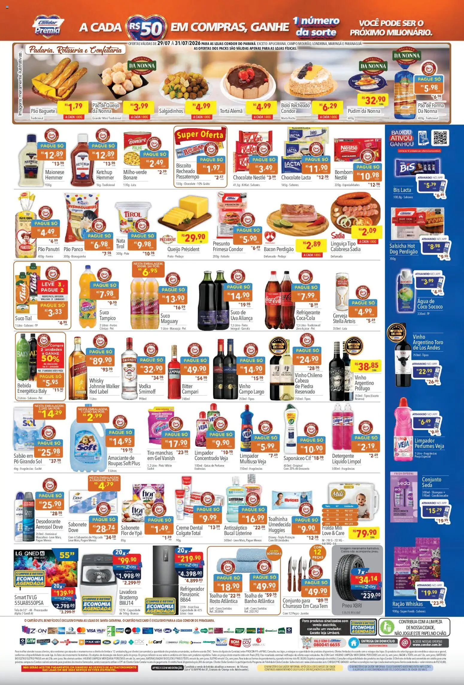 Supermercados Condor Folheto - válido de 29/07/2026 | Página: 2 | Produtos: Perfume, Cola, Dove, Creme dental
