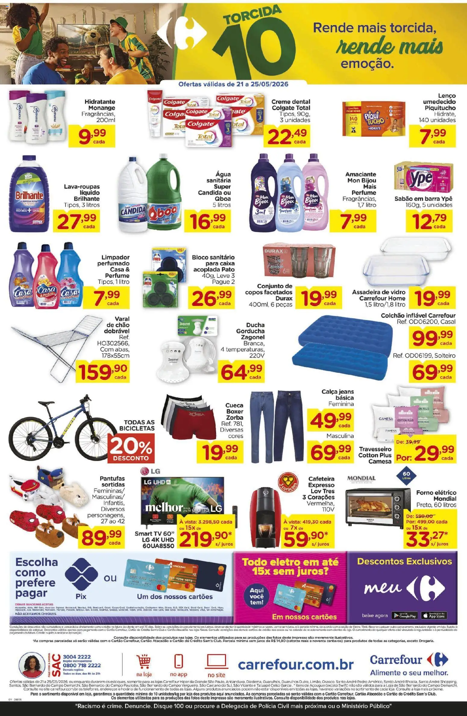 Carrefour Folheto - válido de 21.05.2026 | Página: 3 | Produtos: Travesseiro, Colchão, Forno elétrico, Calça jeans
