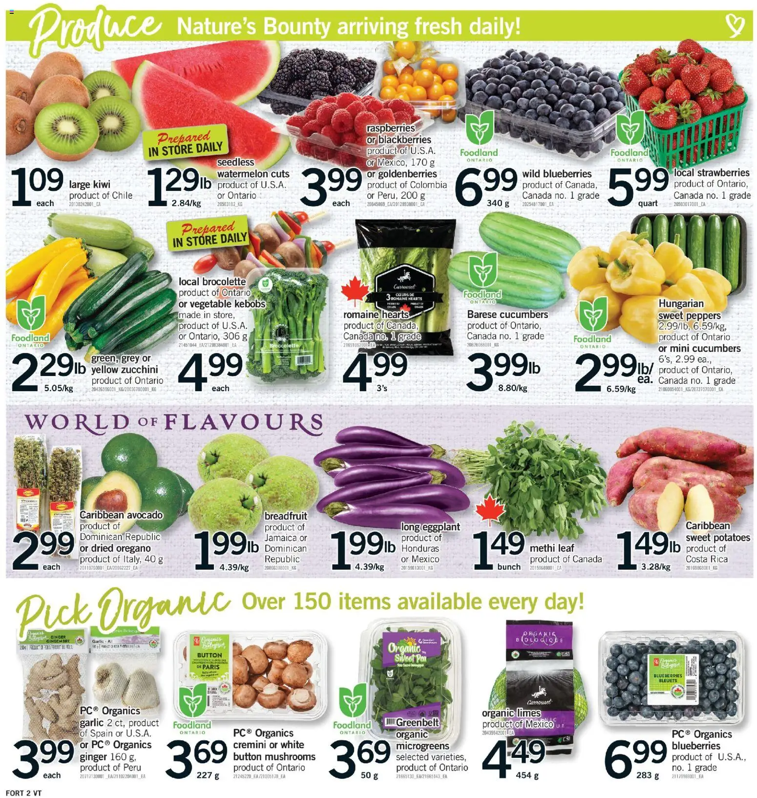 Fortinos flyer valid from Aug 13, 2026 | Page: 3 | Products: Strawberries, Cucumbers, Zucchini, Potatoes