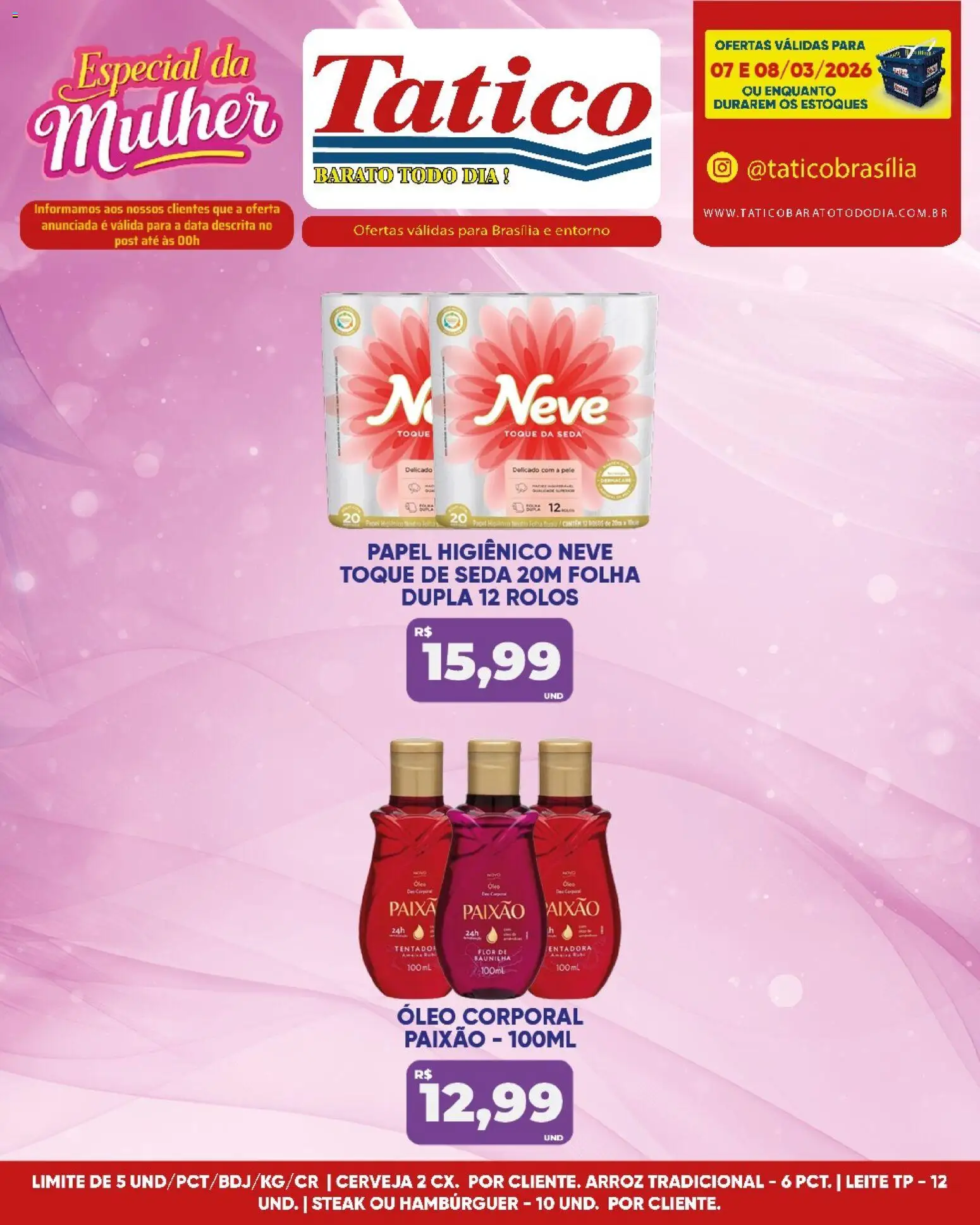 Tatico Folheto - válido de 09.03.2026 | Página: 33 | Produtos: Leite, Óleo, Hambúrguer, Papel higiênico