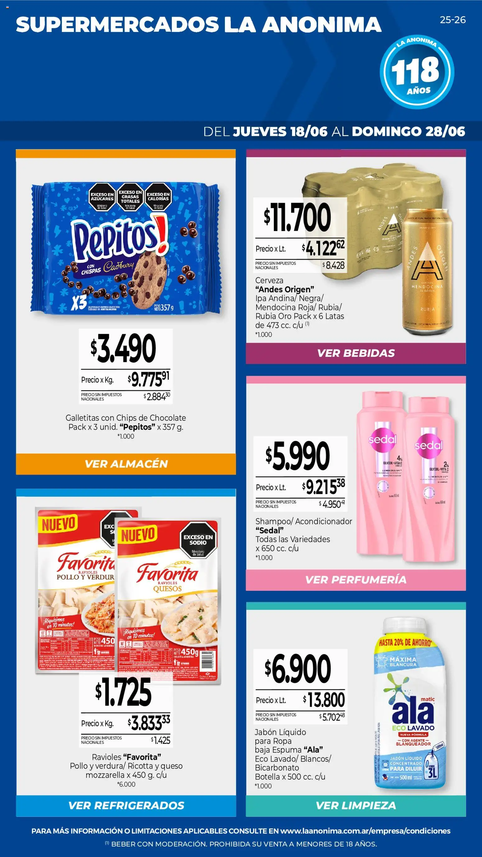 La Anonima catálogo │ válido desde el 18.06.2026 | Página: 1 | Productos: Pollo, Acondicionador, Ropa, Cerveza