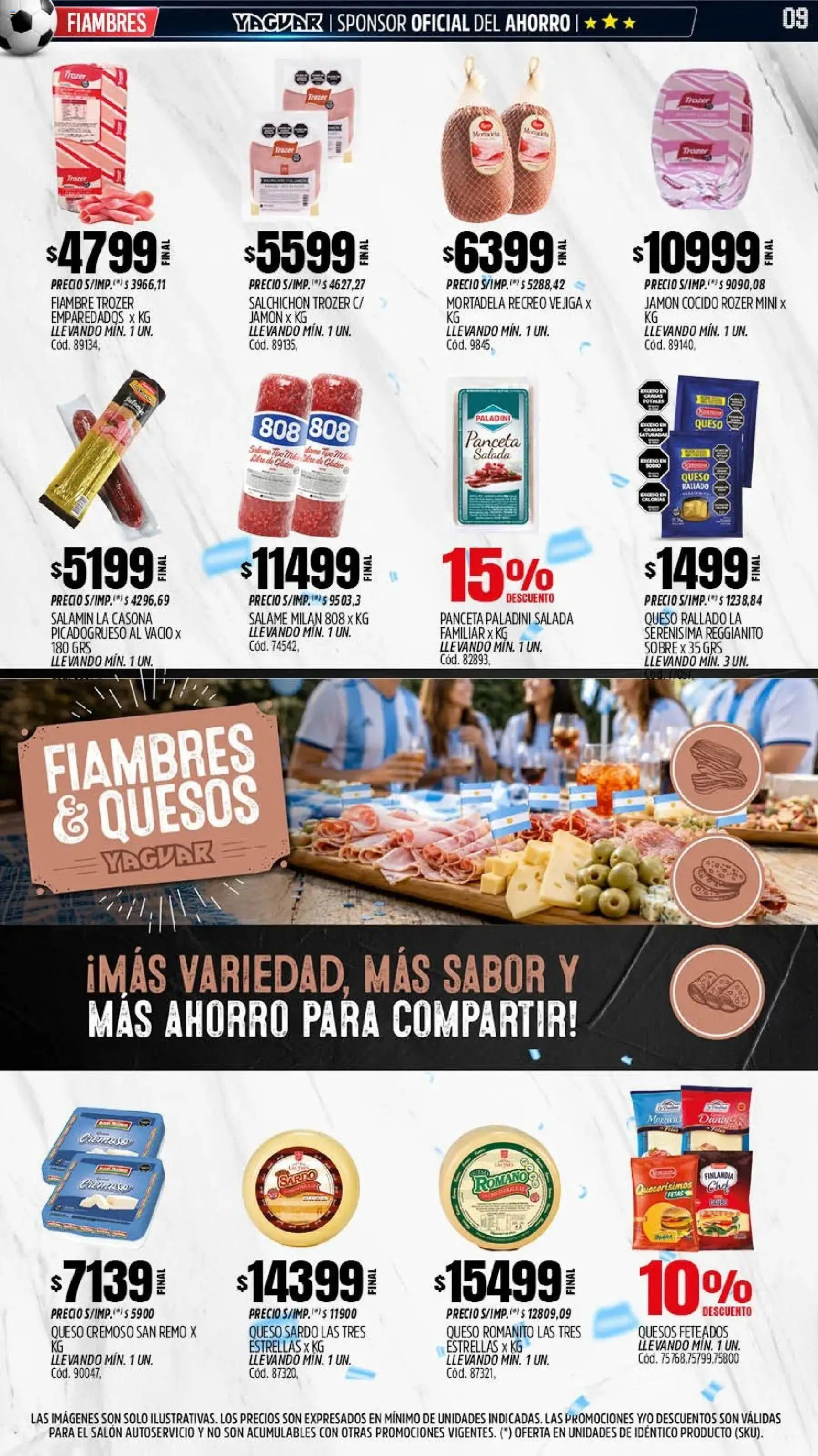 Yaguar - Oferta Semanal Córdoba │ válido desde el 01.06.2026 | Página: 9 | Productos: Jamón cocido, Mortadela, Panceta, Queso