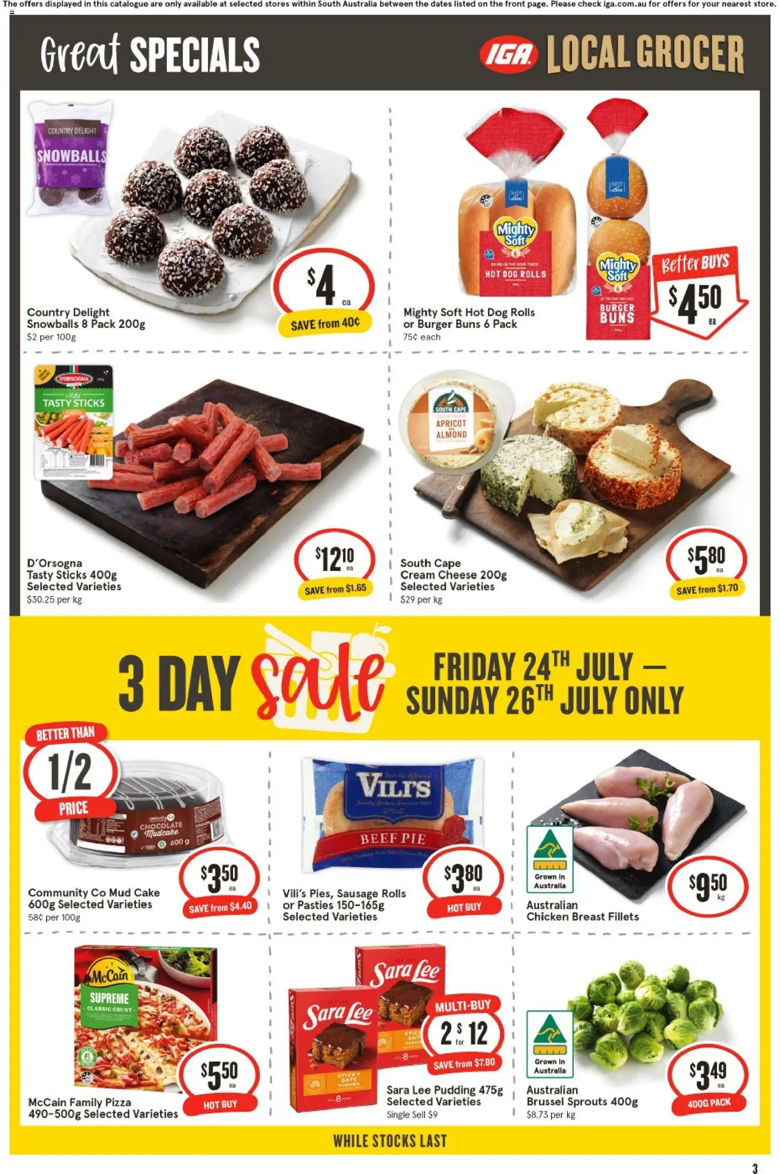 IGA catalogue - valid from 22/07/2026 | Page: 4 | Products: Chicken, Beef, Pudding, Date