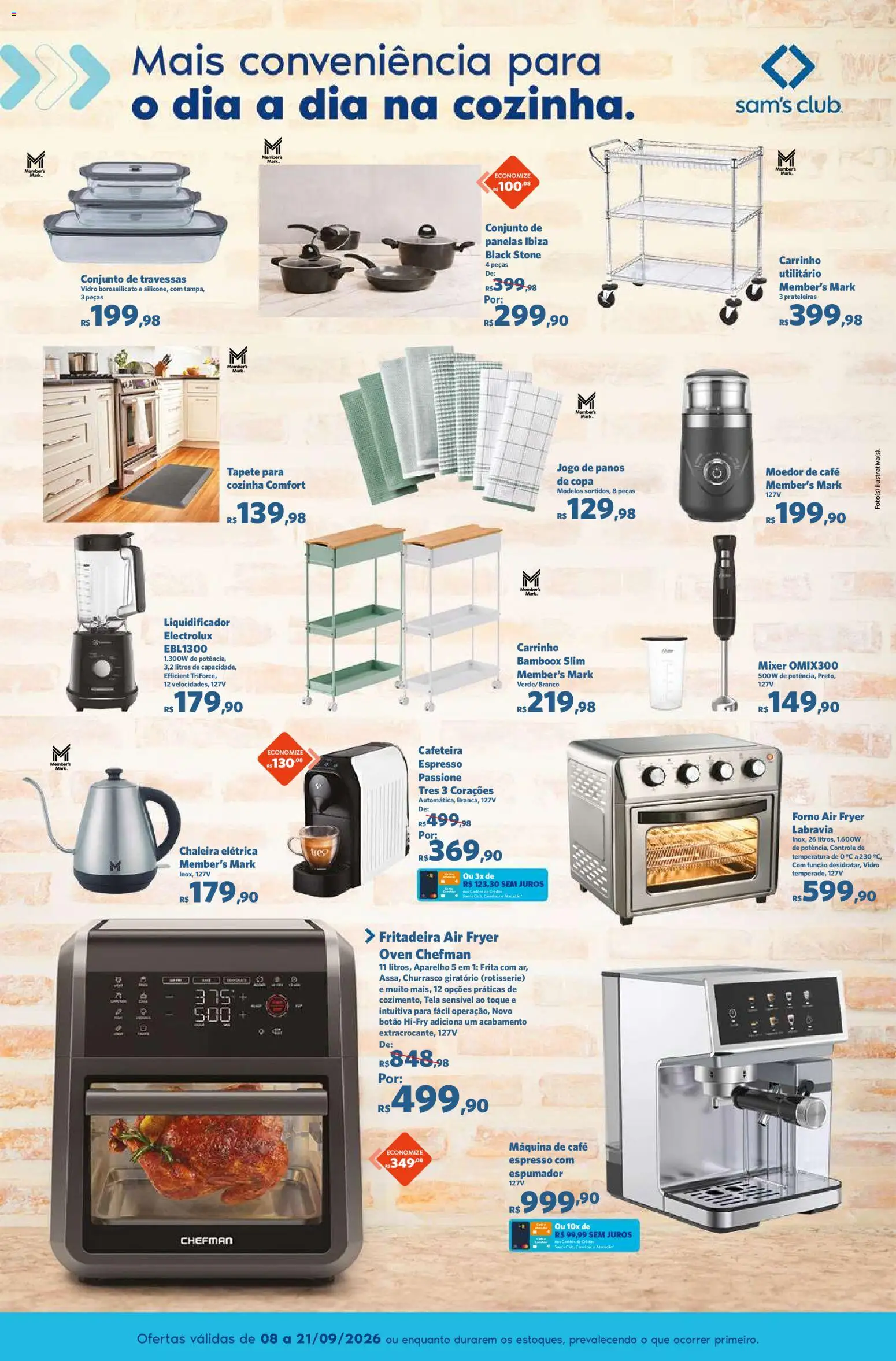 Sam's Club Folheto - válido de 08/09/2026 | Página: 2 | Produtos: Chaleira, Moedor de café, Conjunto de panelas, Carrinho