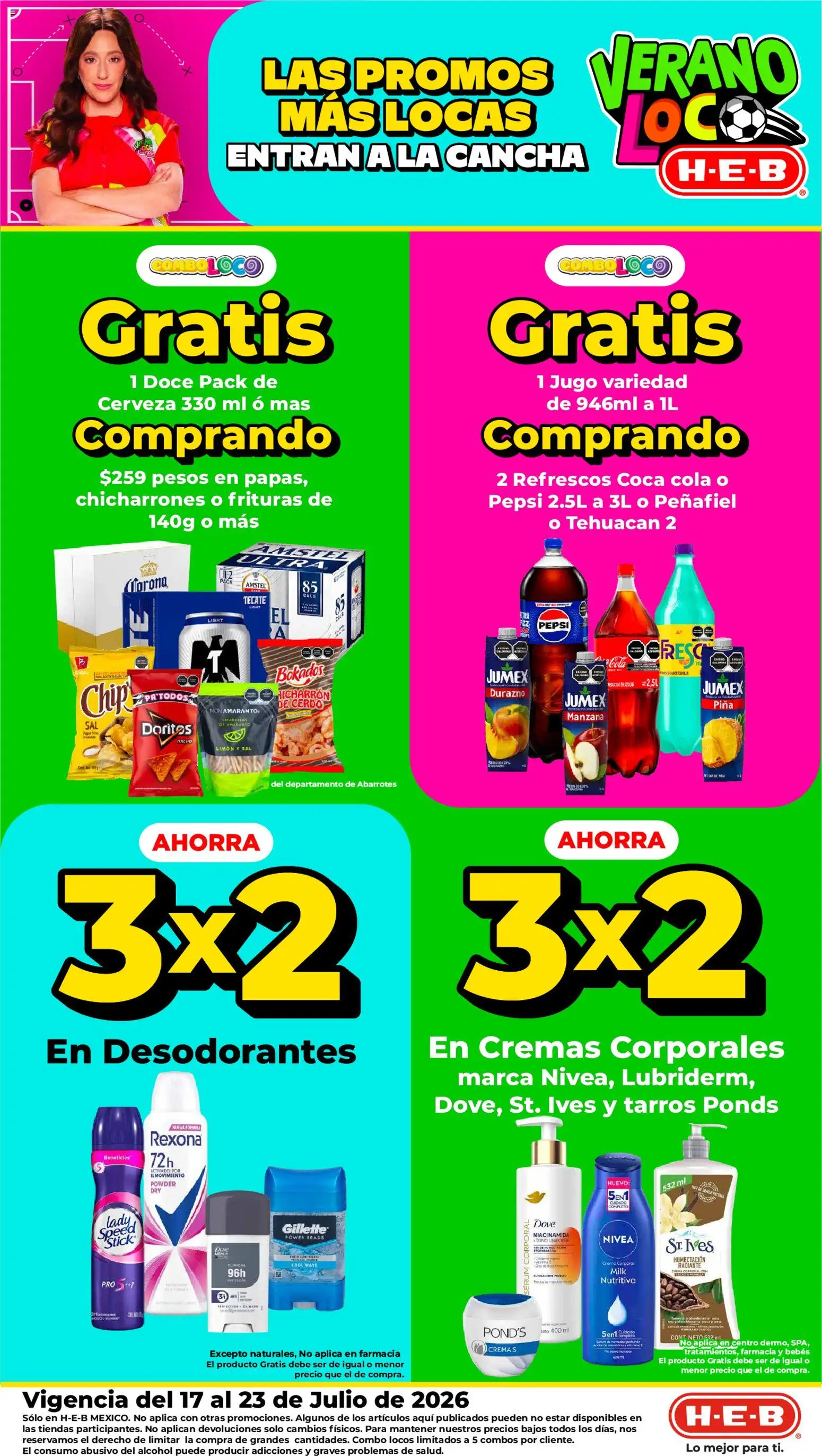 Nuevas ofertas de H-E-B válidas en toda la República Mexicana desde el 17/07/2026. ¡Encuentra las mejores ofertas en H-E-B folleto! | Página: 1 | Productos: Durazno, Serum, Jugo, Cerdo
