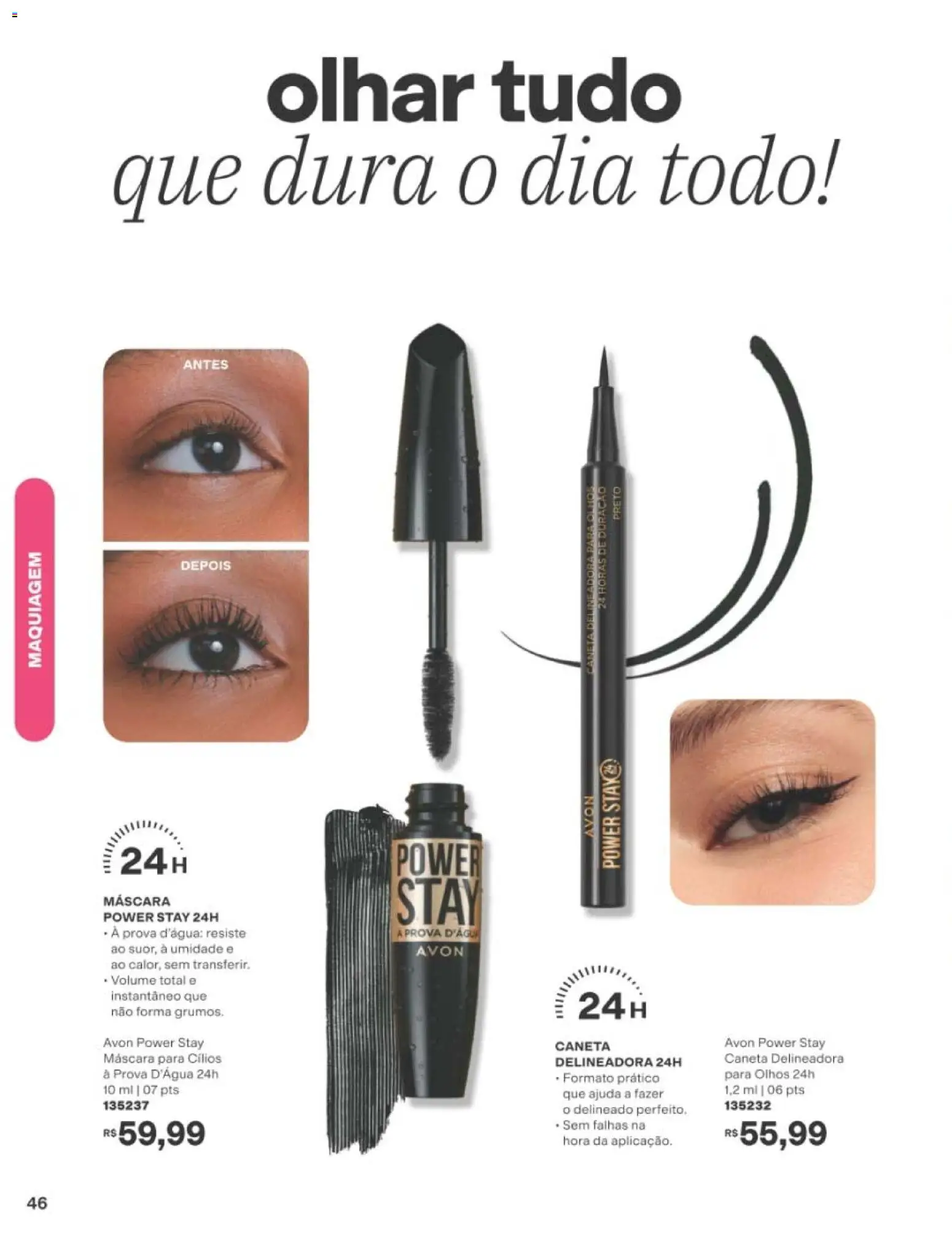 Avon Folheto - válido de 10/08/2026 | Página: 46 | Produtos: Maquiagem, Máscara para cílios, Caneta