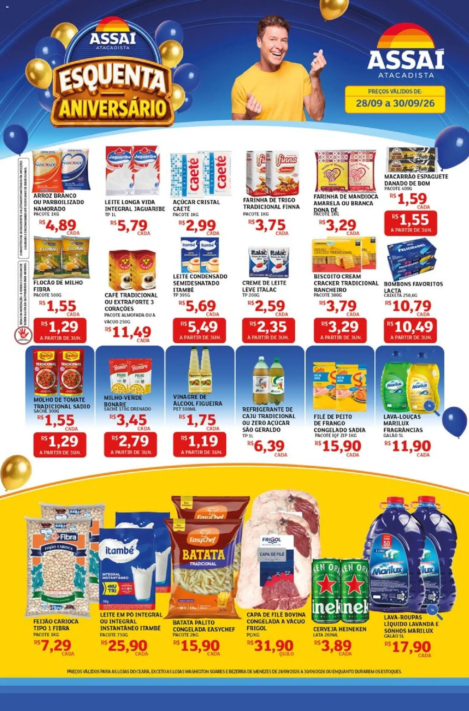 Assaí Atacadista Folheto - válido de 28/09/2026 | Página: 1 | Produtos: Feijão, Biscoito, Álcool, Molho de tomate