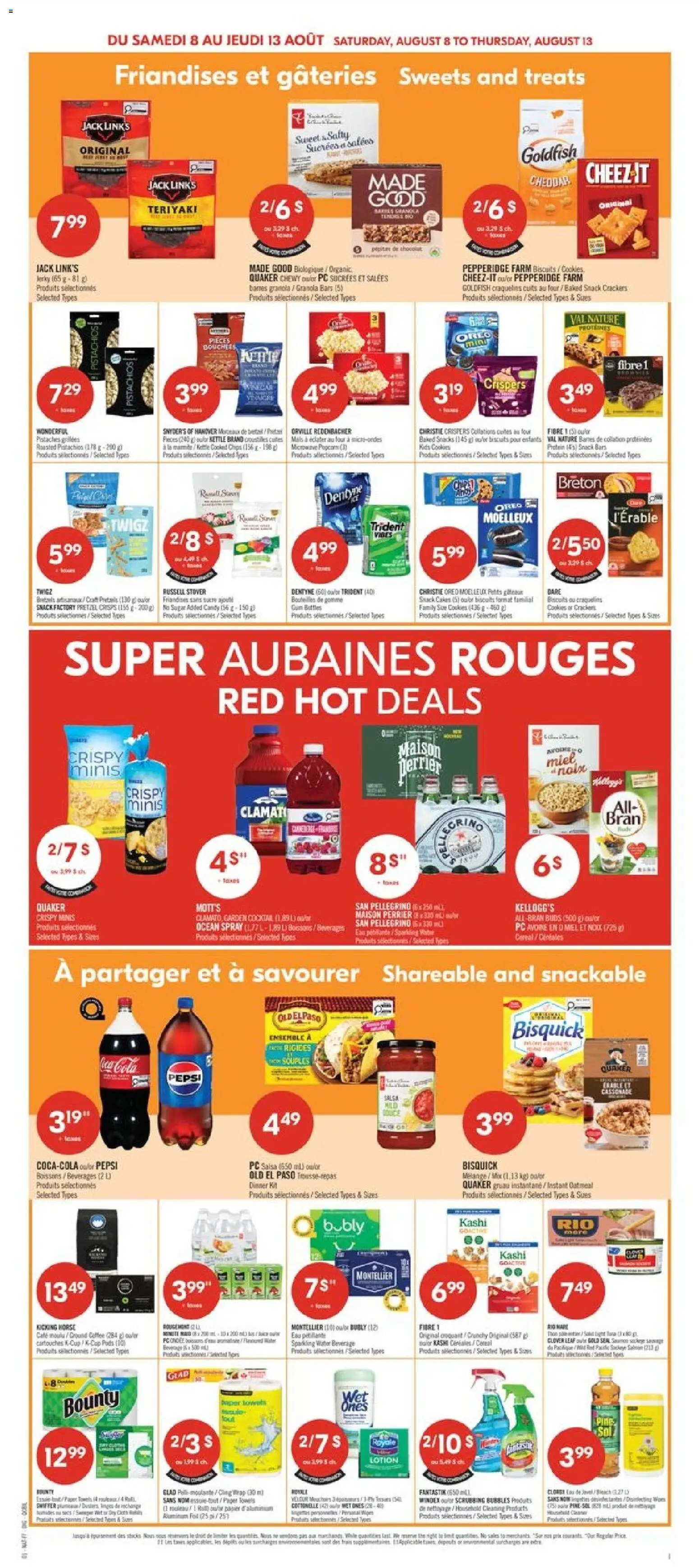 Pharmaprix flyer valid from Aug 7, 2026 | Page: 7 | Products: Chips, Oatmeal, Biscuits, Ground coffee