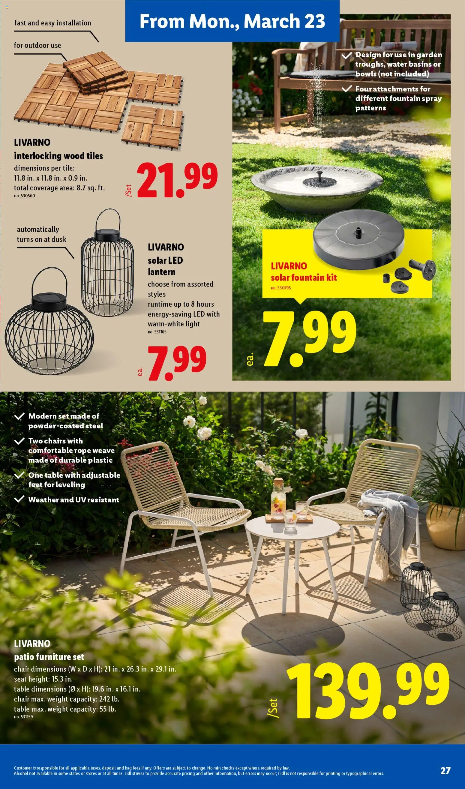Lidl Weekly Ad - valid from 18.03.2026 | Page: 27 | Products: Table, Water, Bag, Weight