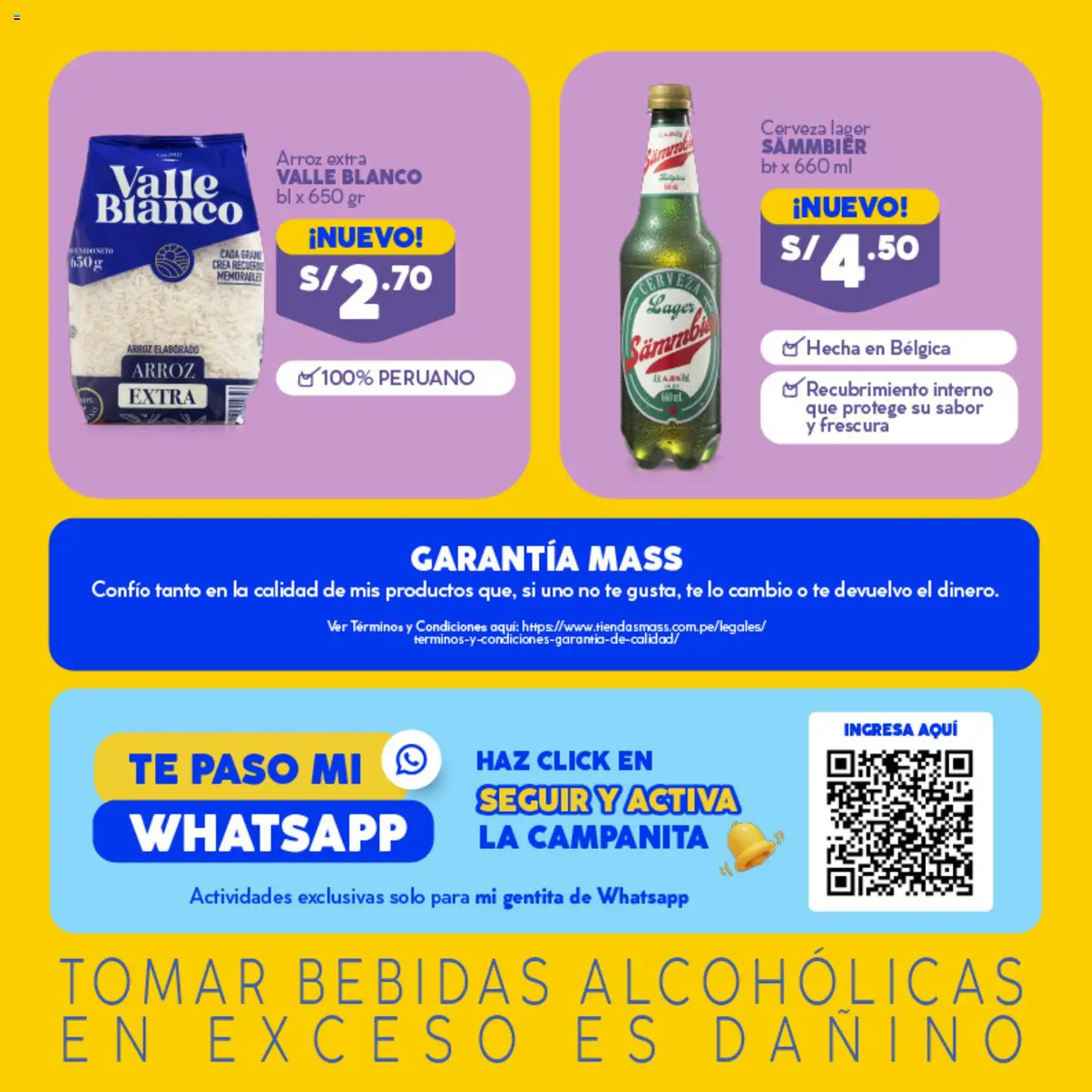 Catálogo Mass válido desde 14/08/2026 | Página: 6 | Productos: Bebidas, Cerveza, Arroz, Té
