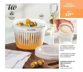 Vista previa de Contenedor redondo con rejilla Innovaware*, La rejilla evita el exceso de humedad y mantiene los alimentos frescos por más tiempo. Guarda frutas como fresas, uvas o arándanos evitando que se humedezcan., nuevo folleto de la tienda, válido en México a partir del 19.06.2026 | Página: 21 | Productos: Arándanos, Contenedor, Rejilla