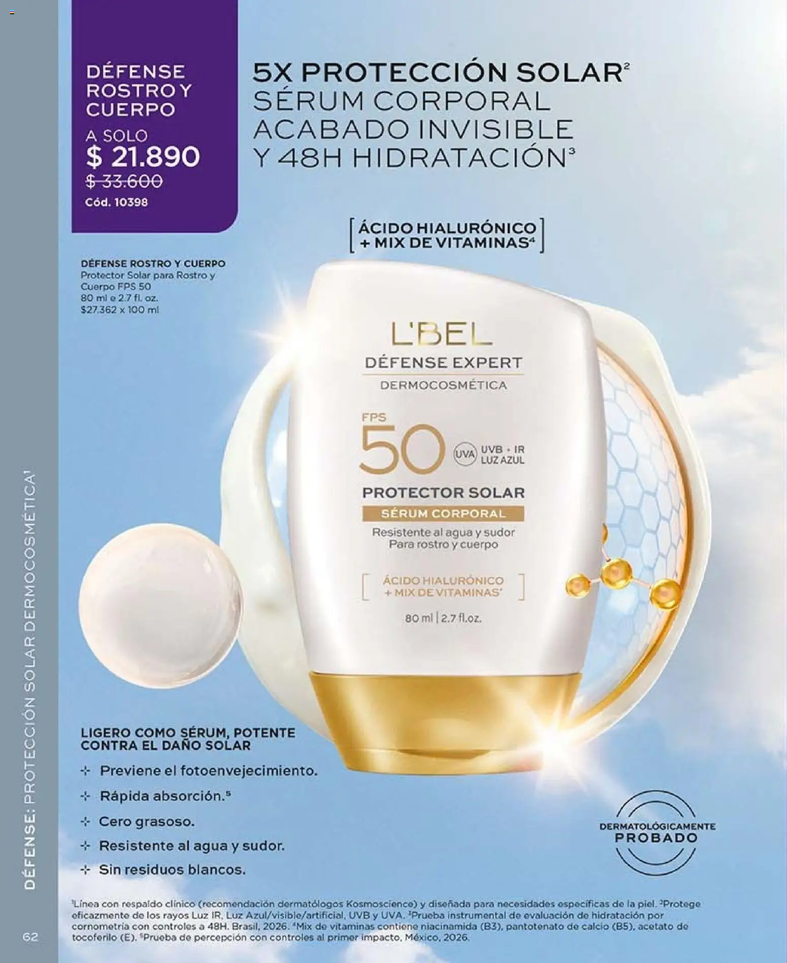 Catálogo L'Bel Campaña 16 │ válido desde el 28.09.2026 | Página: 62 | Productos: Agua, Vitaminas, Protector solar, Serum