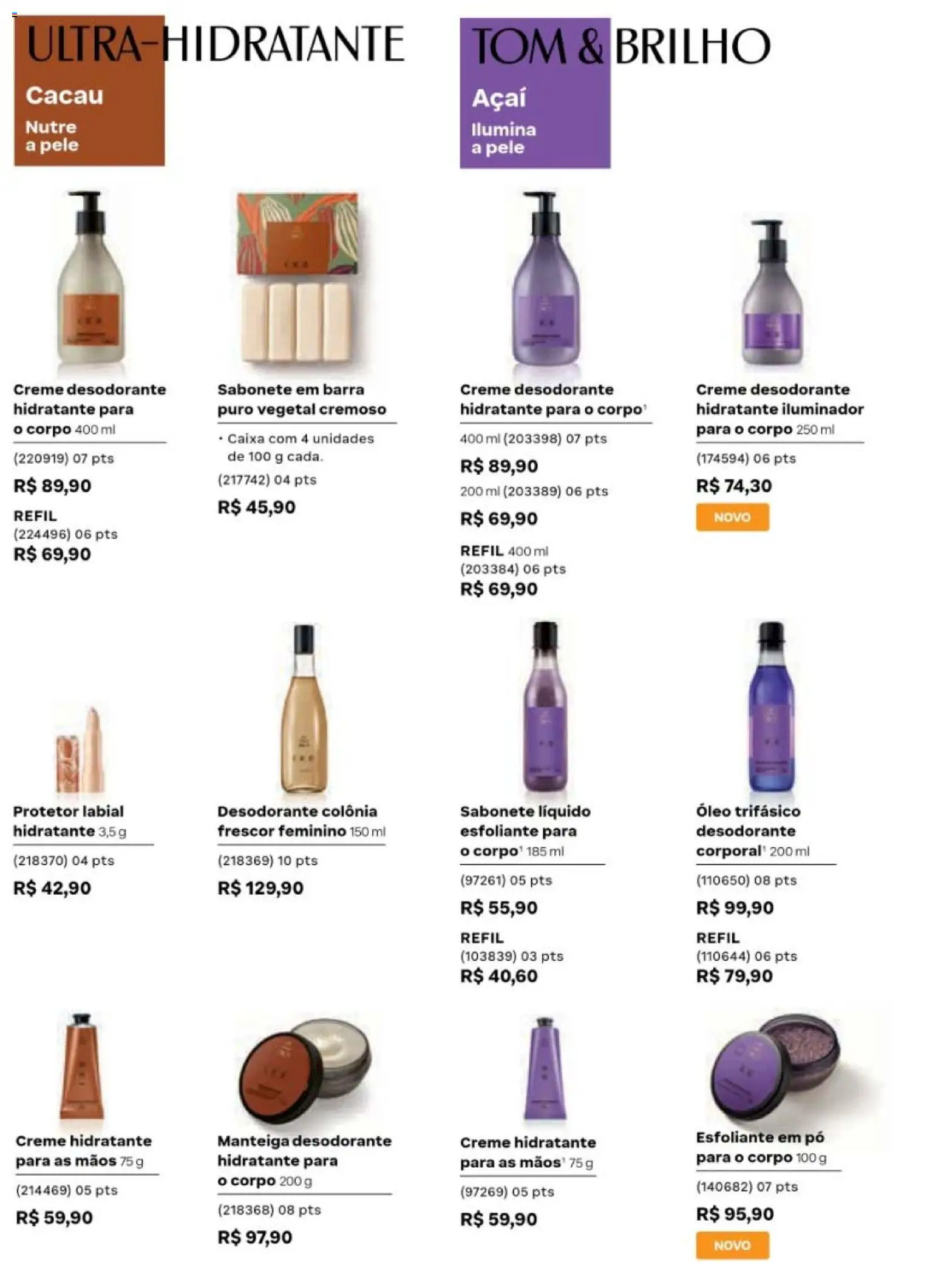 Natura Folheto - válido de 19/07/2026 | Página: 116 | Produtos: Manteiga, Creme, Sabonete líquido, Açaí