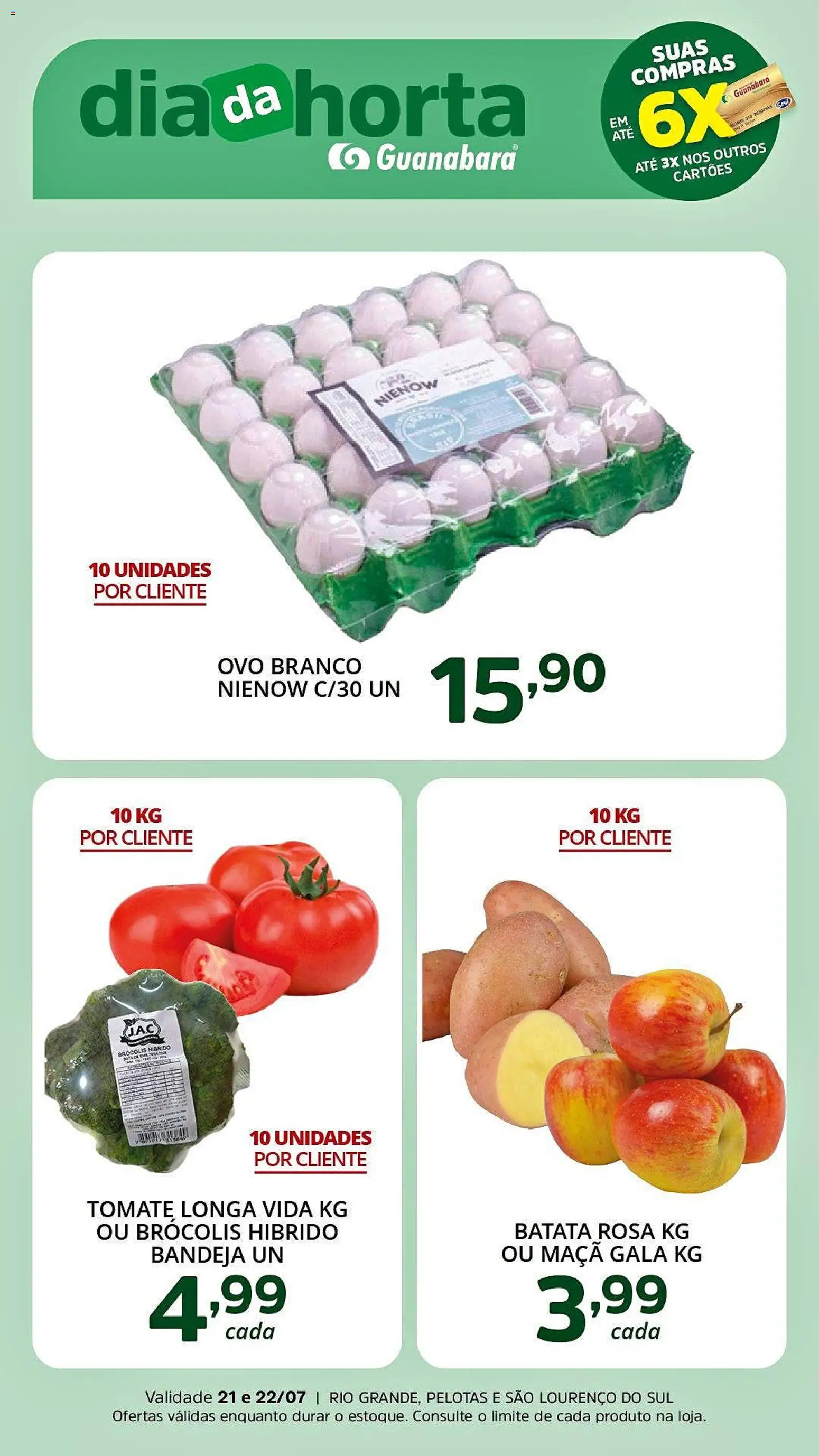Supermercado Guanabara Folheto - válido de 21/07/2026 | Página: 3 | Produtos: Bandeja, Brócolis, Batata