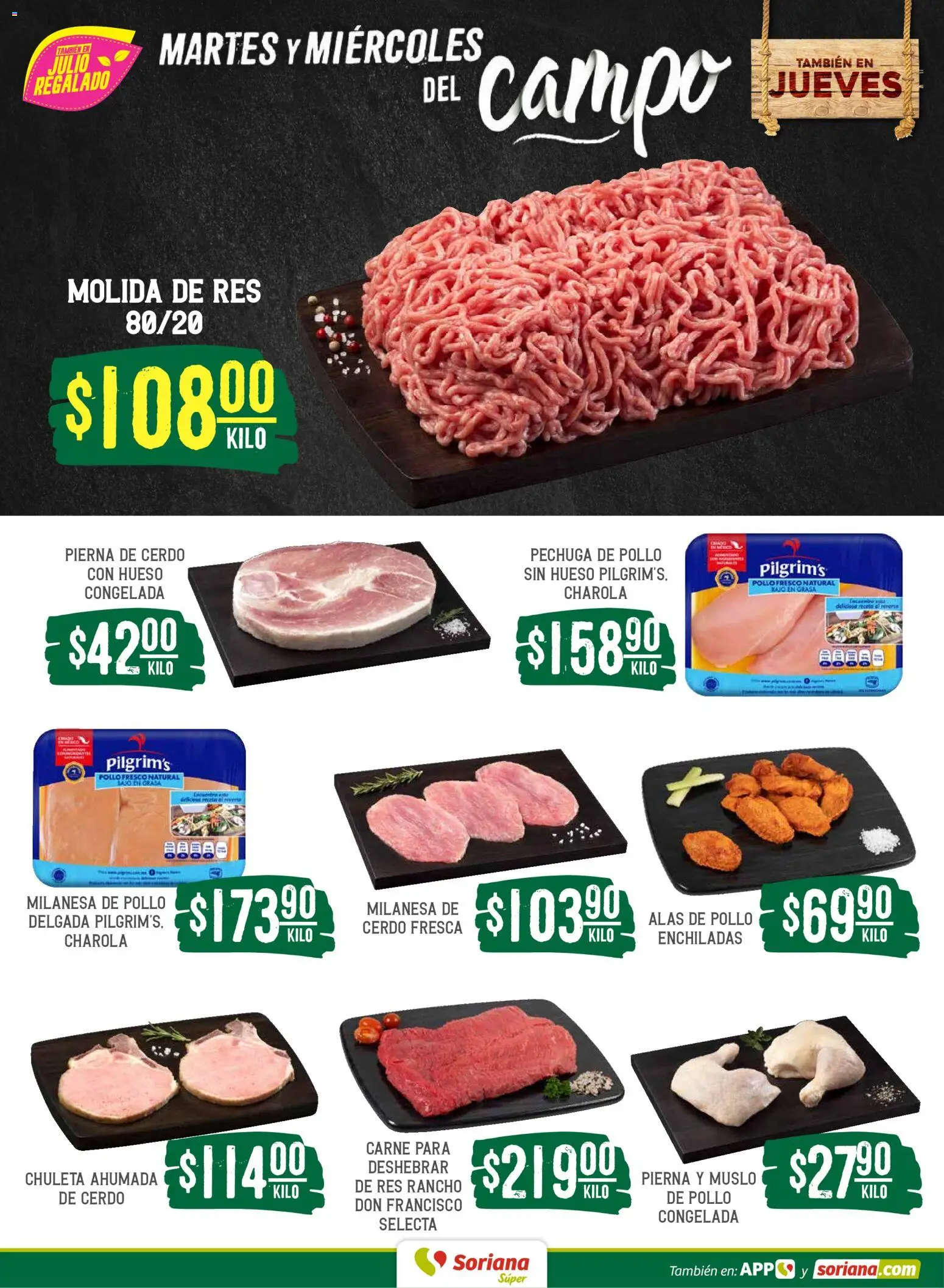 Nuevas ofertas de Soriana válidas en toda la República Mexicana desde el 09.06.2026. ¡Encuentra las mejores ofertas en Soriana Martes y Miércoles del Campo Súper: Tamaulipas (excepto Cd. Victoria y Tampico)! | Página: 4 | Productos: Pollo, Milanesa, Cerdo, Res