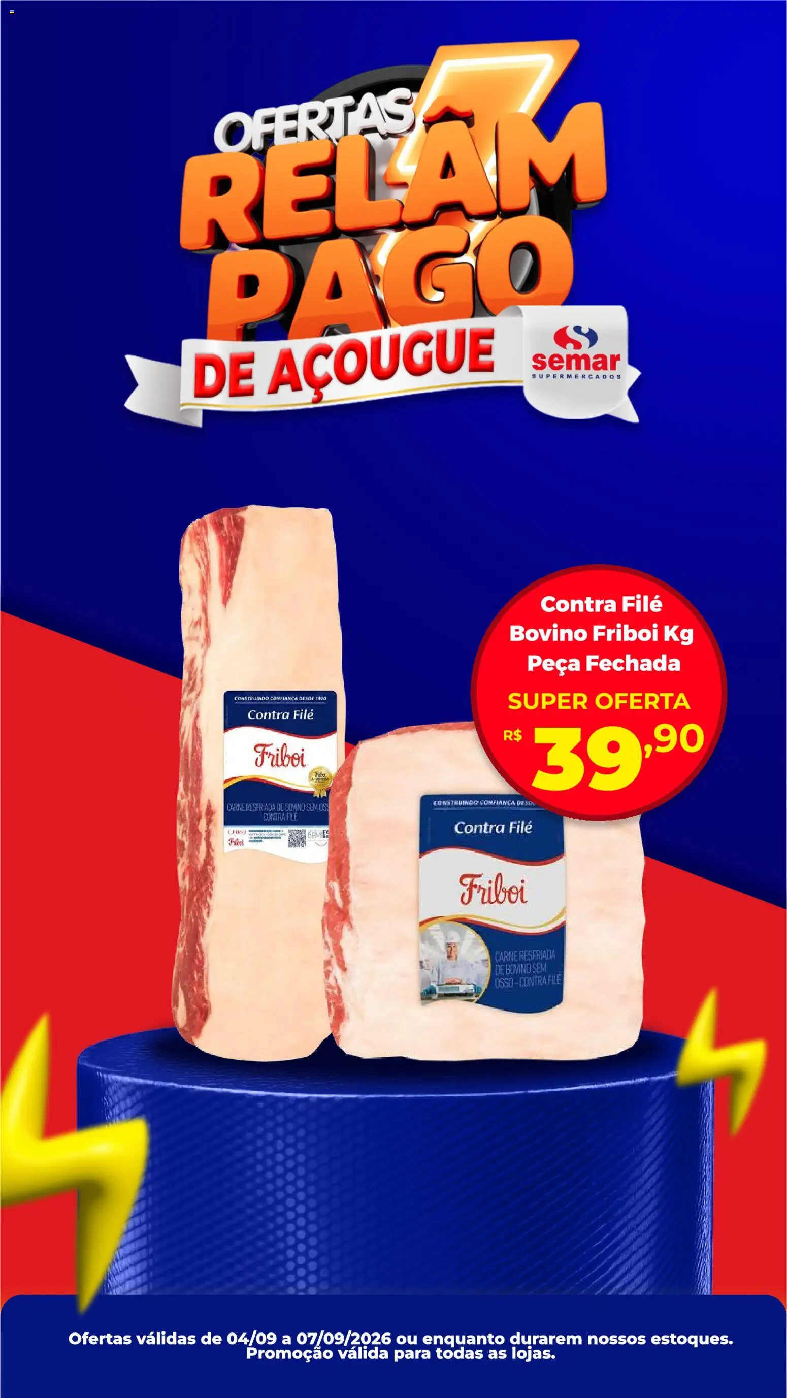 Semar Supermercado Folheto - válido de 04/09/2026 | Página: 1 | Produtos: Contra filé, Carne