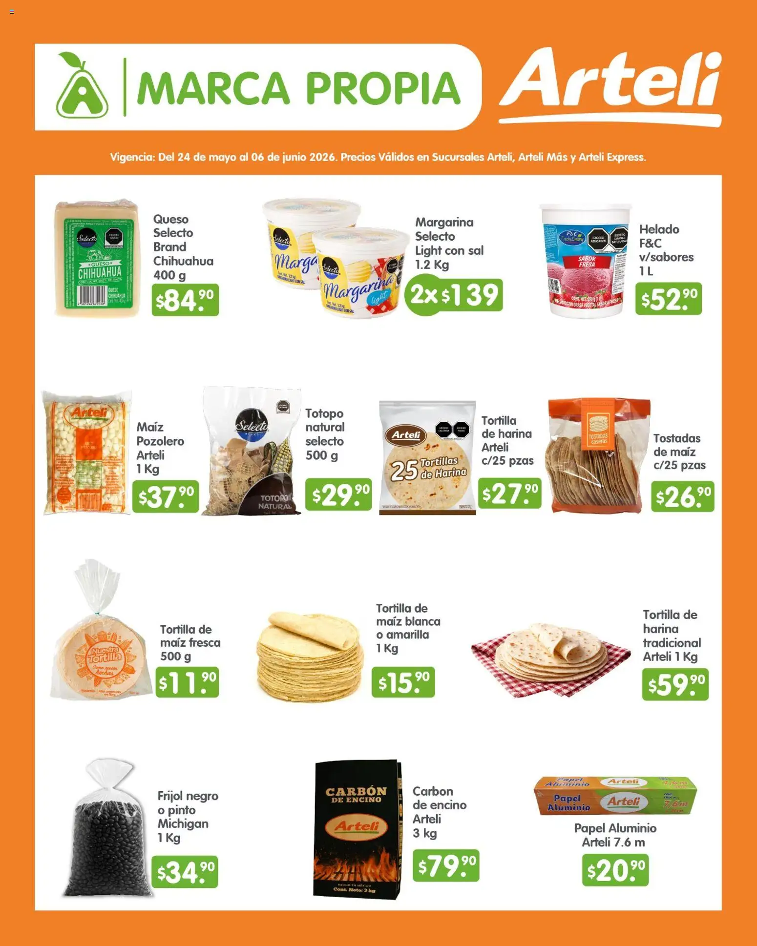 Nuevas ofertas de Arteli válidas en toda la República Mexicana desde el 24.05.2026. ¡Encuentra las mejores ofertas en Arteli folleto Quincenal! | Página: 2 | Productos: Maíz, Harina, Queso, Helado