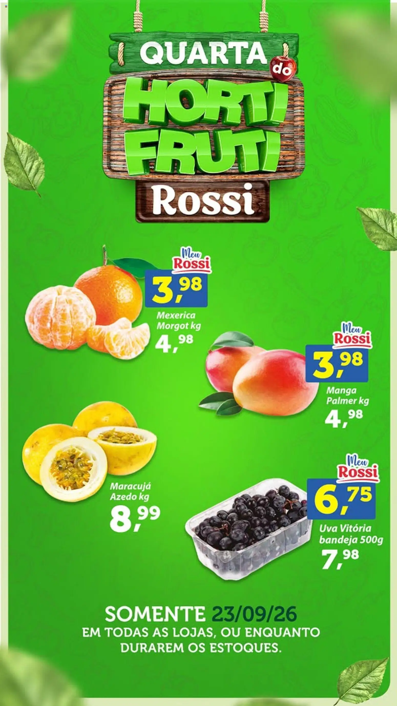 Rossi Supermercados Folheto - válido de 23/09/2026 | Página: 2 | Produtos: Mexerica, Uva, Manga, Bandeja