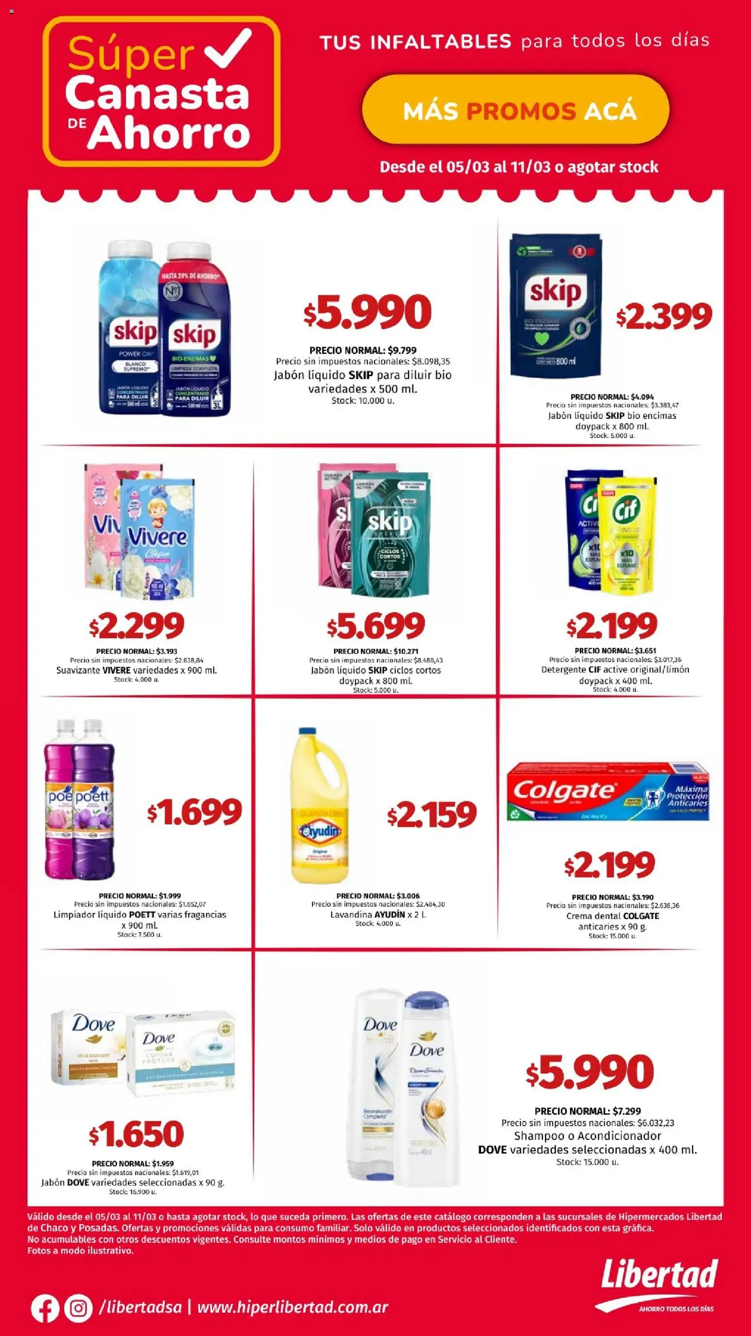 Hipermercado Libertad catálogo │ válido desde el 05.03.2026 | Página: 5 | Productos: Suavizante, Limpiador, Crema, Canasta