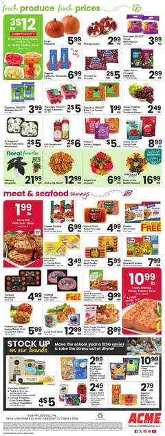 Preview of Acme weekly ads valid from 09/25/2026 | Page: 4 | Products: Romaine, Chicken, Chicken strips, Seedless grapes