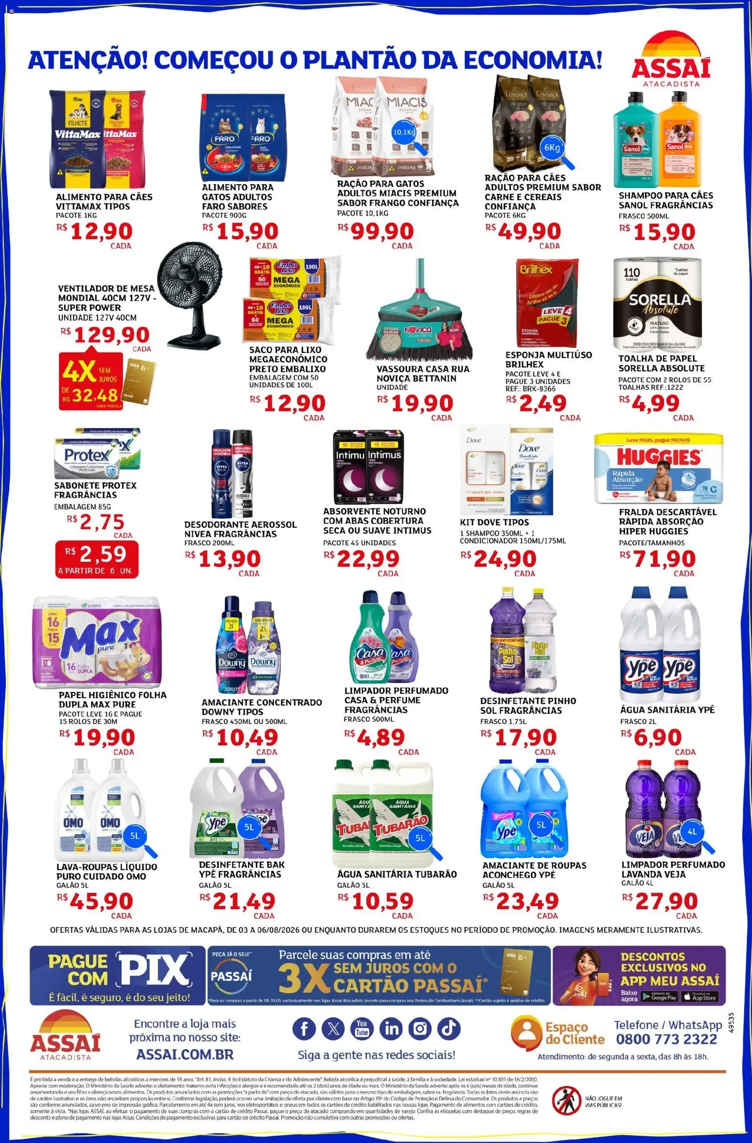 Assaí Atacadista Folheto - válido de 03/08/2026 | Página: 4 | Produtos: Perfume, Esponja, Bebida, Desinfetante