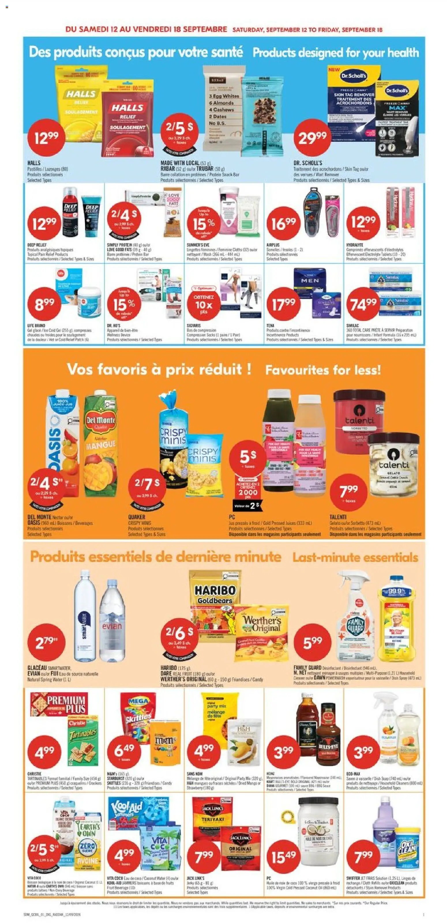 Pharmaprix flyer valid from Sep 12, 2026 | Page: 19 | Products: Fruit, Water, Protein, Socks