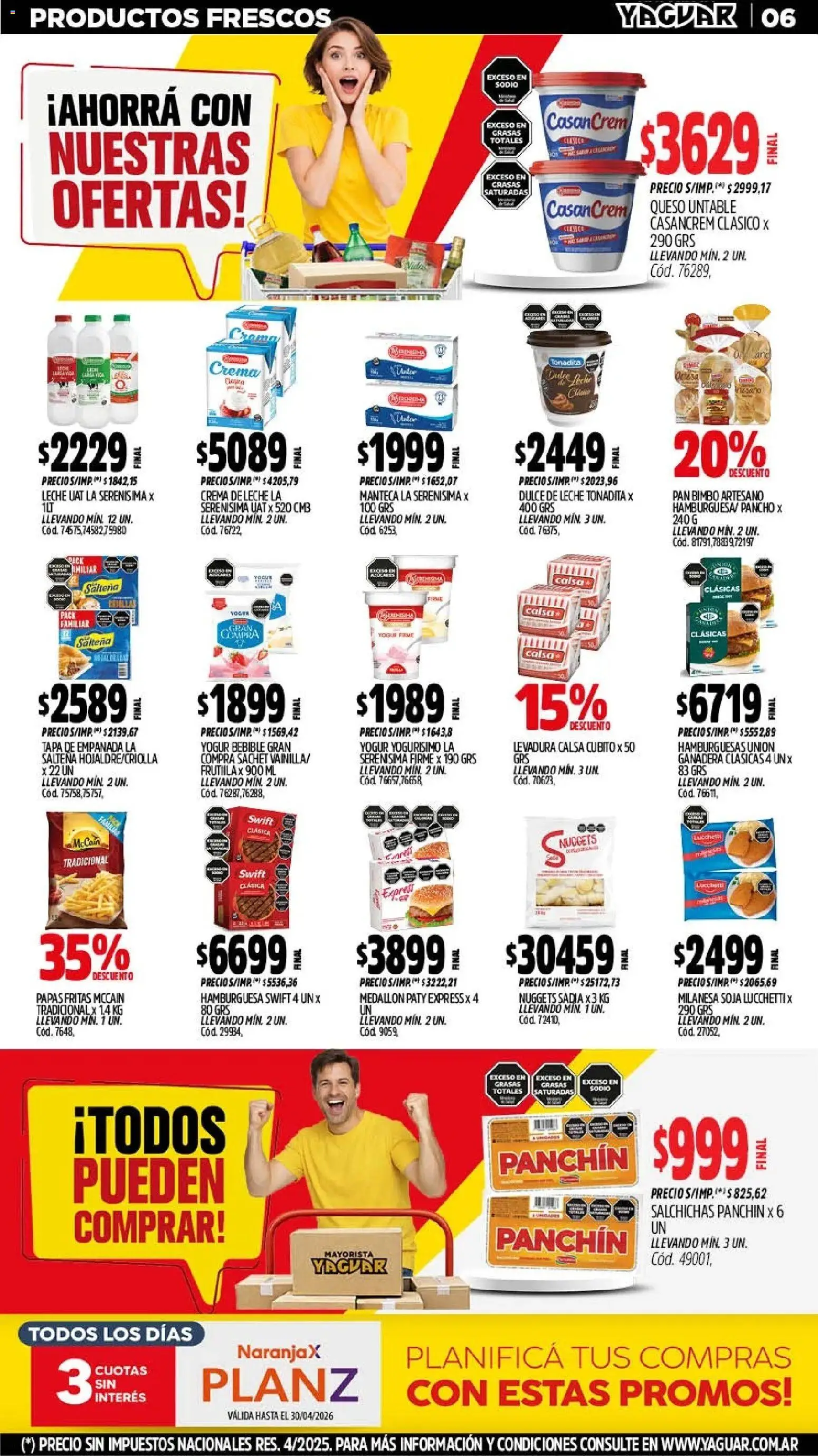 Yaguar - Oferta Semanal Chaco │ válido desde el 11.05.2026 | Página: 6 | Productos: Crema de leche, Leche, Queso, Papas fritas