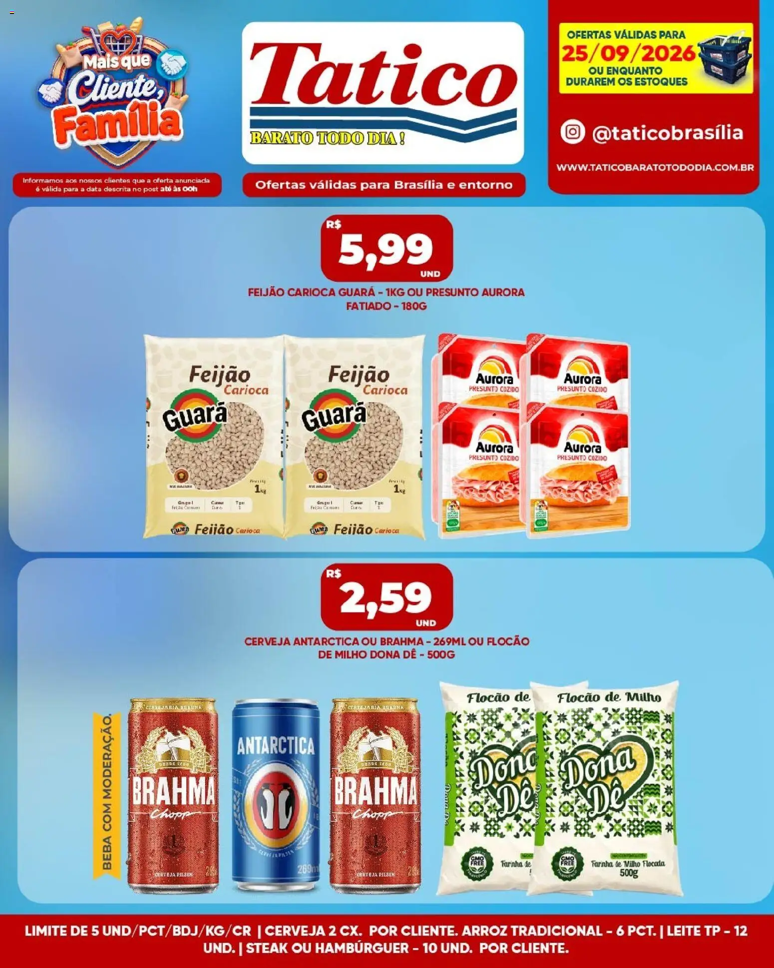 Tatico Folheto - válido de 25/09/2026 | Página: 3 | Produtos: Feijão, Farinha, Steak, Leite