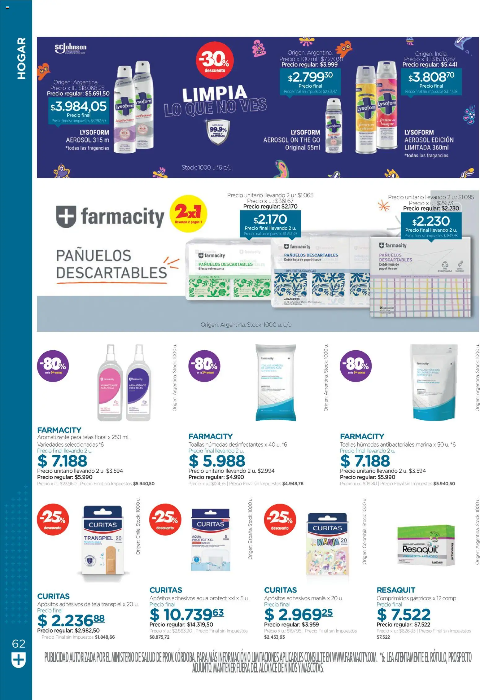 Farmacity catálogo │ válido desde el 30.04.2026 | Página: 62 | Productos: Desinfectante, Toallas