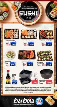 Barbosa Supermercados ofertas Dia Internacional do Sushi - Pré-Visualização do folheto da loja Barbosa Supermercados, válido de 30/10/2026