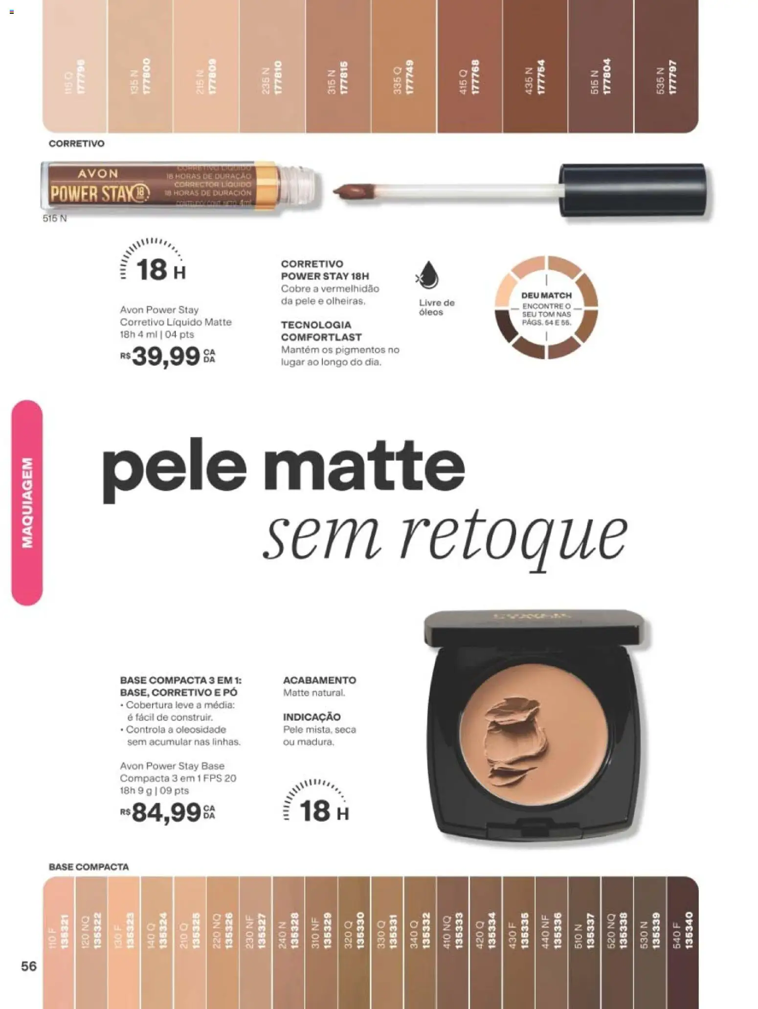 Avon Folheto - válido de 10/08/2026 | Página: 56 | Produtos: Maquiagem, Corretivo, Pó, Base