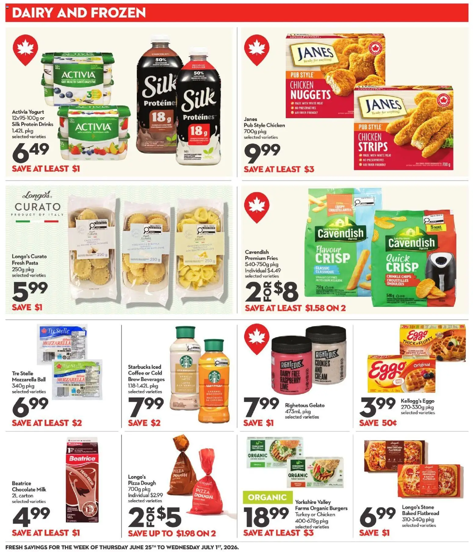 Longo's flyer valid from Jun 25, 2026 | Page: 12 | Products: Cream, Milk, Yogurt, Chicken