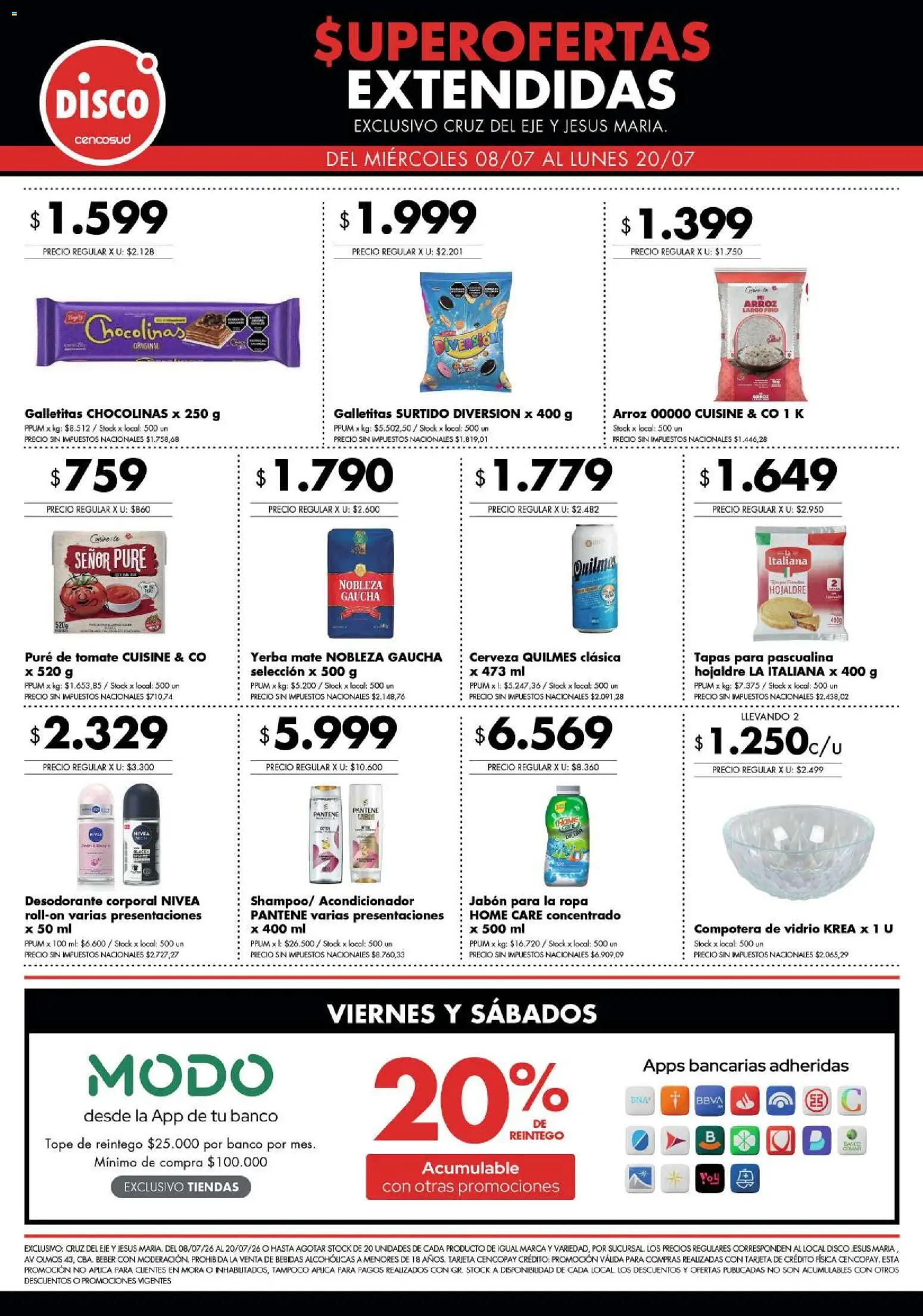 Disco - Superofertas extendidas - Cruz del Eje y Jesus Maria │ válido desde el 08/07/2026 | Página: 6 | Productos: Galletitas, Yerba, Jabón, Arroz